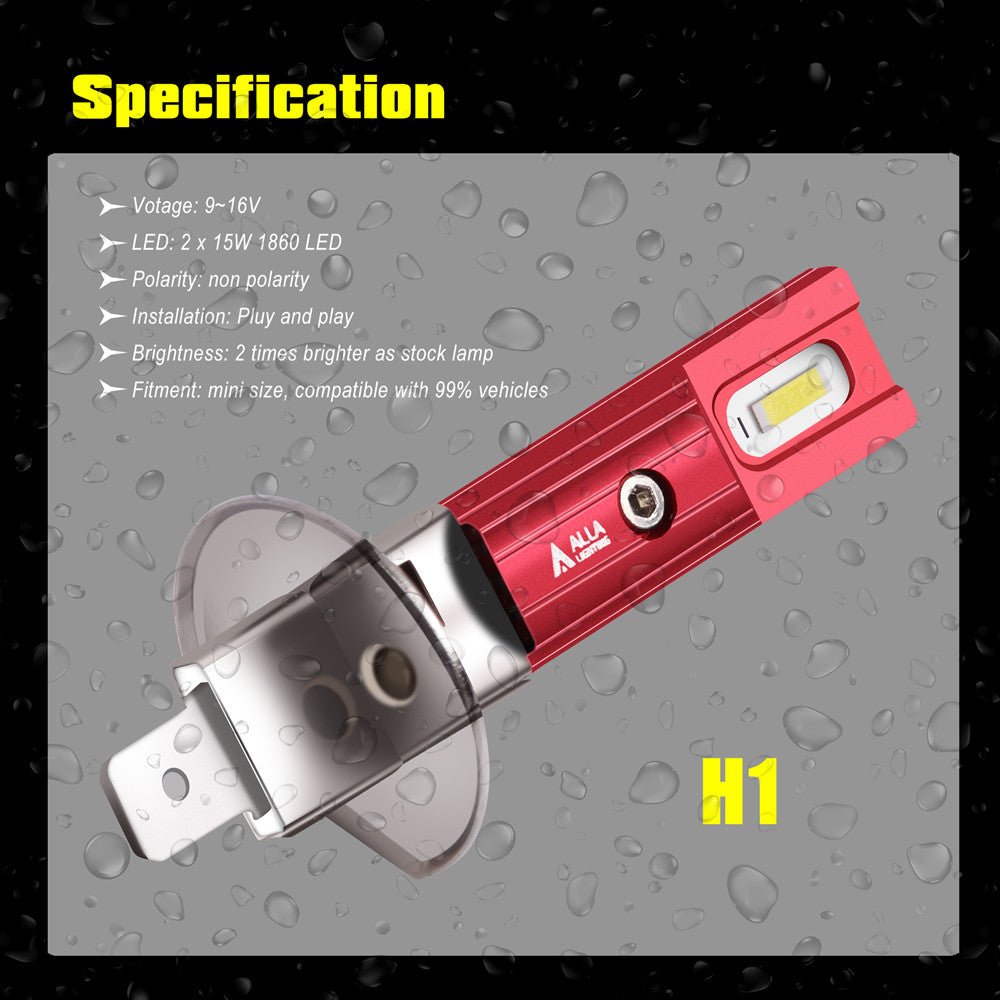 H1 LED Fog Light Bulbs 6000K Xenon White - 12V Mini Replacement Upgrade for Cars, Trucks & SUVs - Enhanced Visibility in Rain, Fog & Night Driving