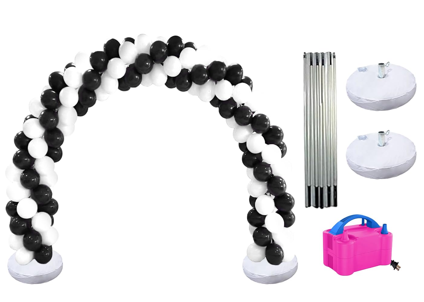 Professional Balloon Arch Kit for Party Decorations - DIY Balloon Garland Set in Black & White - Perfect for Birthdays, Weddings, Graduations & Baby Showers - Includes 41698-61646-73005 (Pkg/1) - Create Stunning Backdrops for Events & Photo Booths