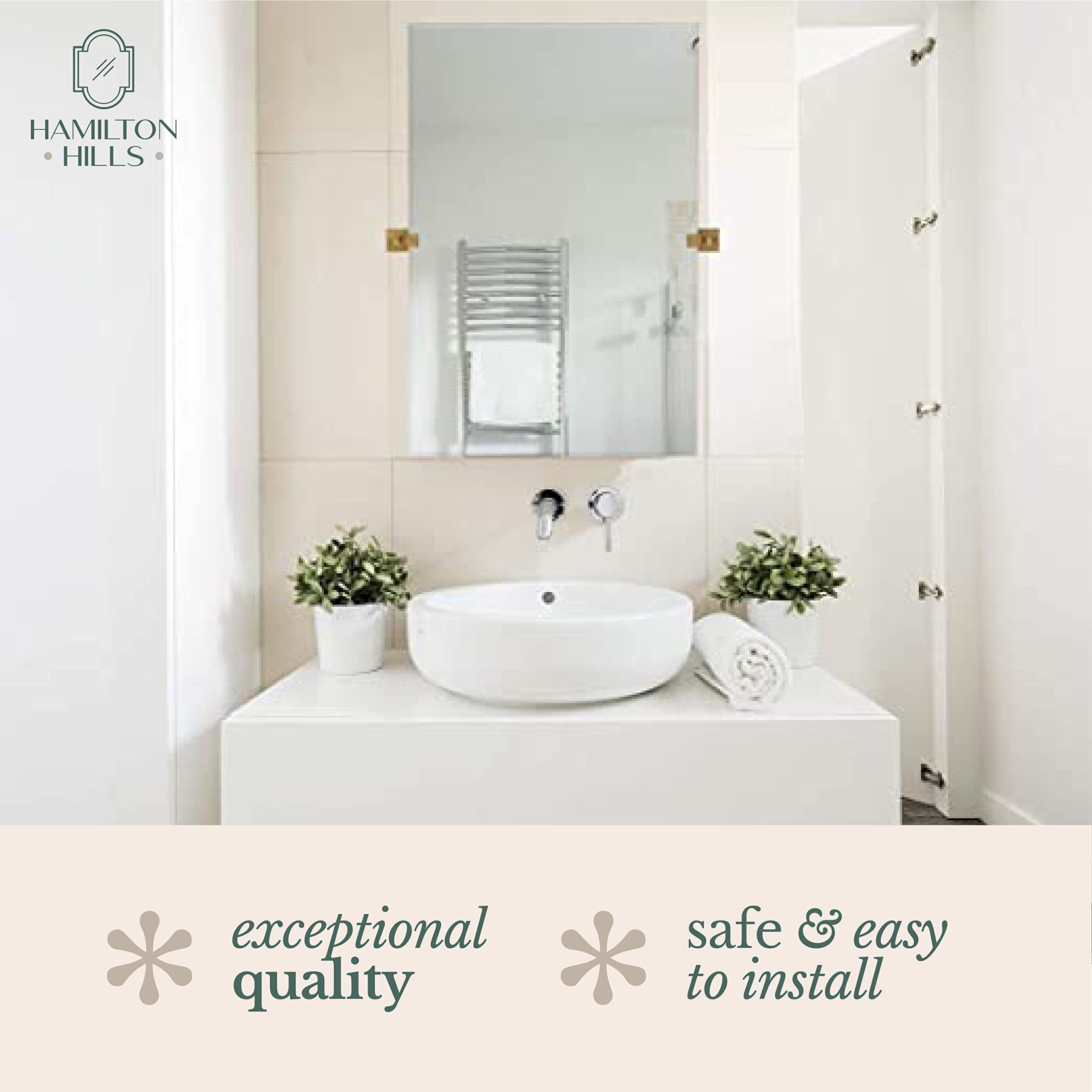 24x36 Inch Pivot Wall Mirror with Brushed Gold Brackets - Frameless Adjustable Bathroom Vanity Mirror for Modern Farmhouse Decor | Perfect for Bedroom, Bathroom & Entryway Makeovers