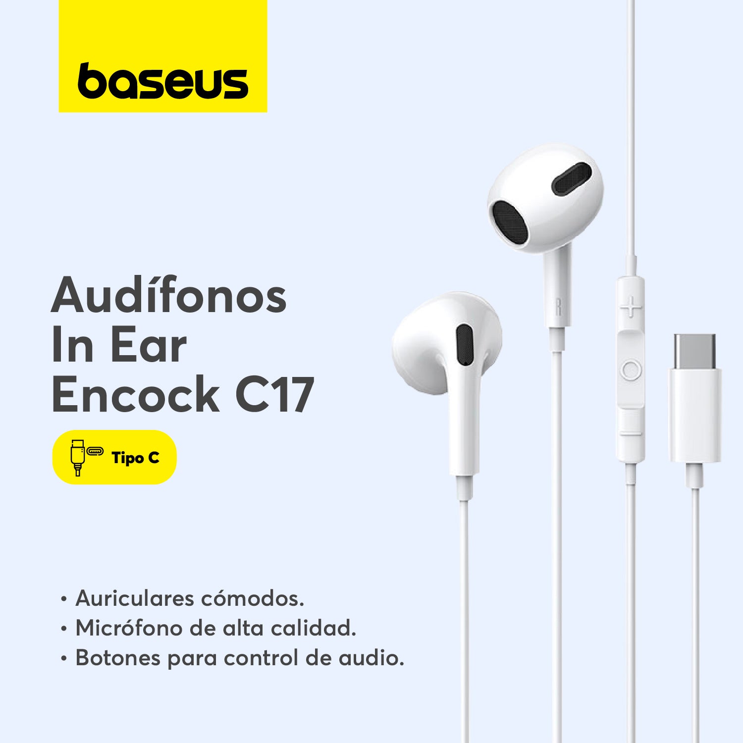 Baseus Encok C17 Wireless Earbuds - White | Bluetooth 5.0, Hi-Fi Stereo Sound, Noise Cancelling | Perfect for Gym, Running, Commuting & Travel