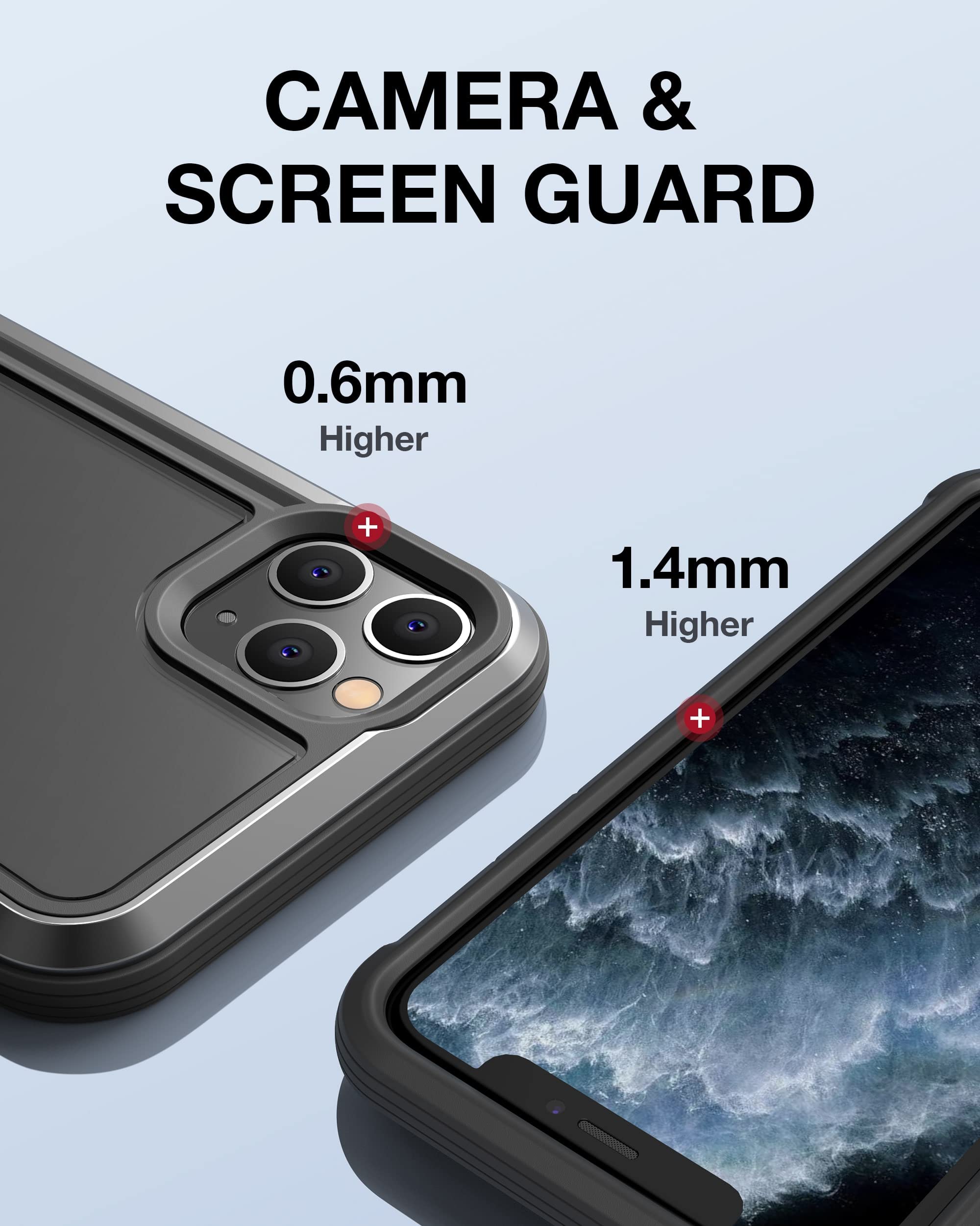 Raptic Shield iPhone 11 Pro Max Case - Military Grade Shockproof Clear Protective Cover with 10ft Drop Test, Durable Aluminum Frame & Anti-Yellowing Technology | Perfect for Outdoor Activities, Work & Daily Protection (Black)