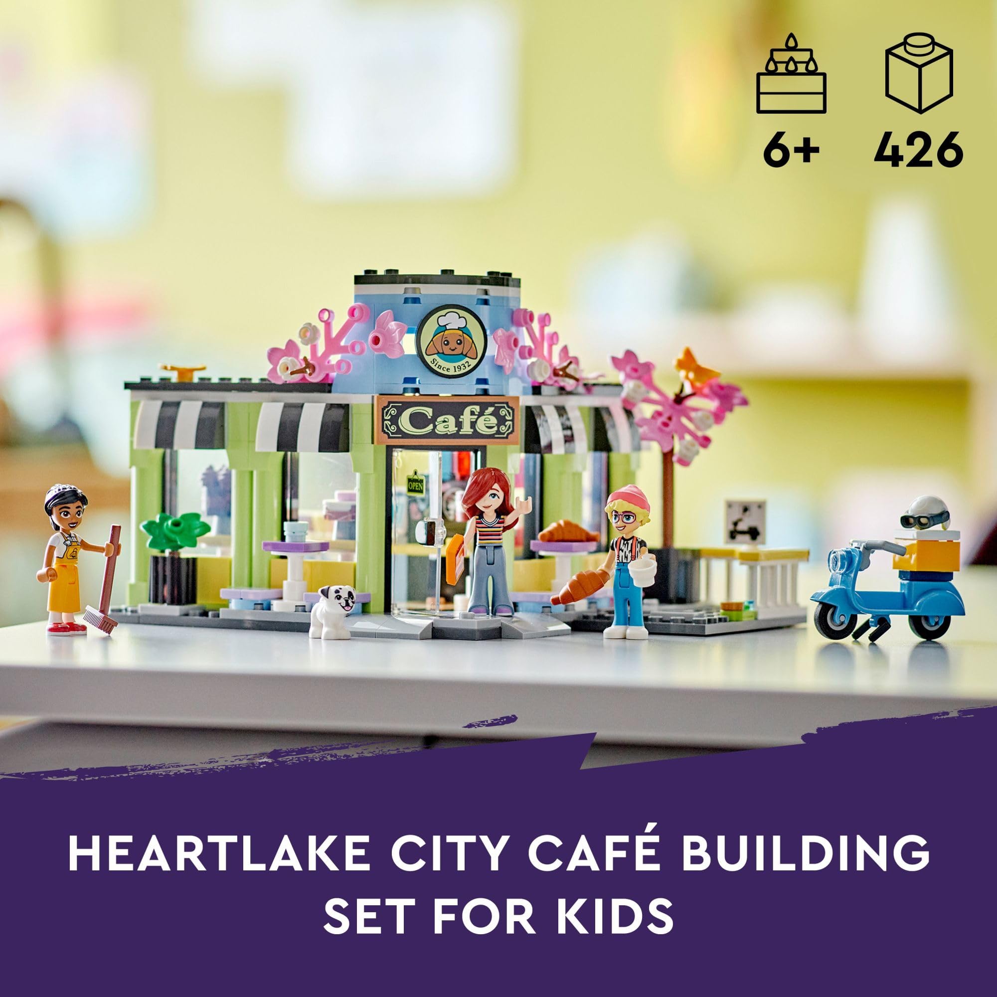 **LEGO Friends Heartlake City Café Shop Building Toy Set - Bakery Playset with 3 Mini Dolls & Dog Figure - Creative Gift for Kids Ages 6+ (Model 42618) - Perfect for Birthday, Pretend Play & STEM Learning**