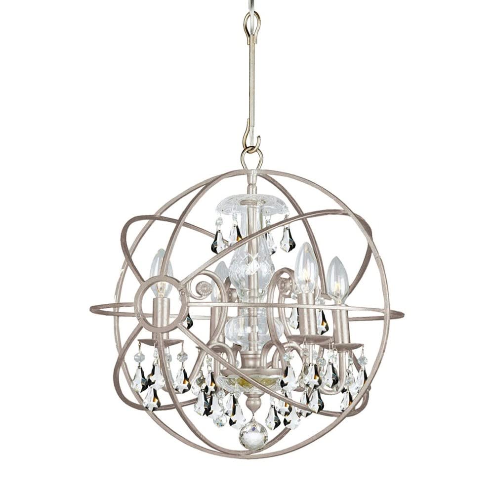 Crystorama Solaris 4-Light Mini Chandelier in Golden Shadow & Silver - Crystal Ceiling Light Fixture for Dining Room, Bedroom, or Entryway
