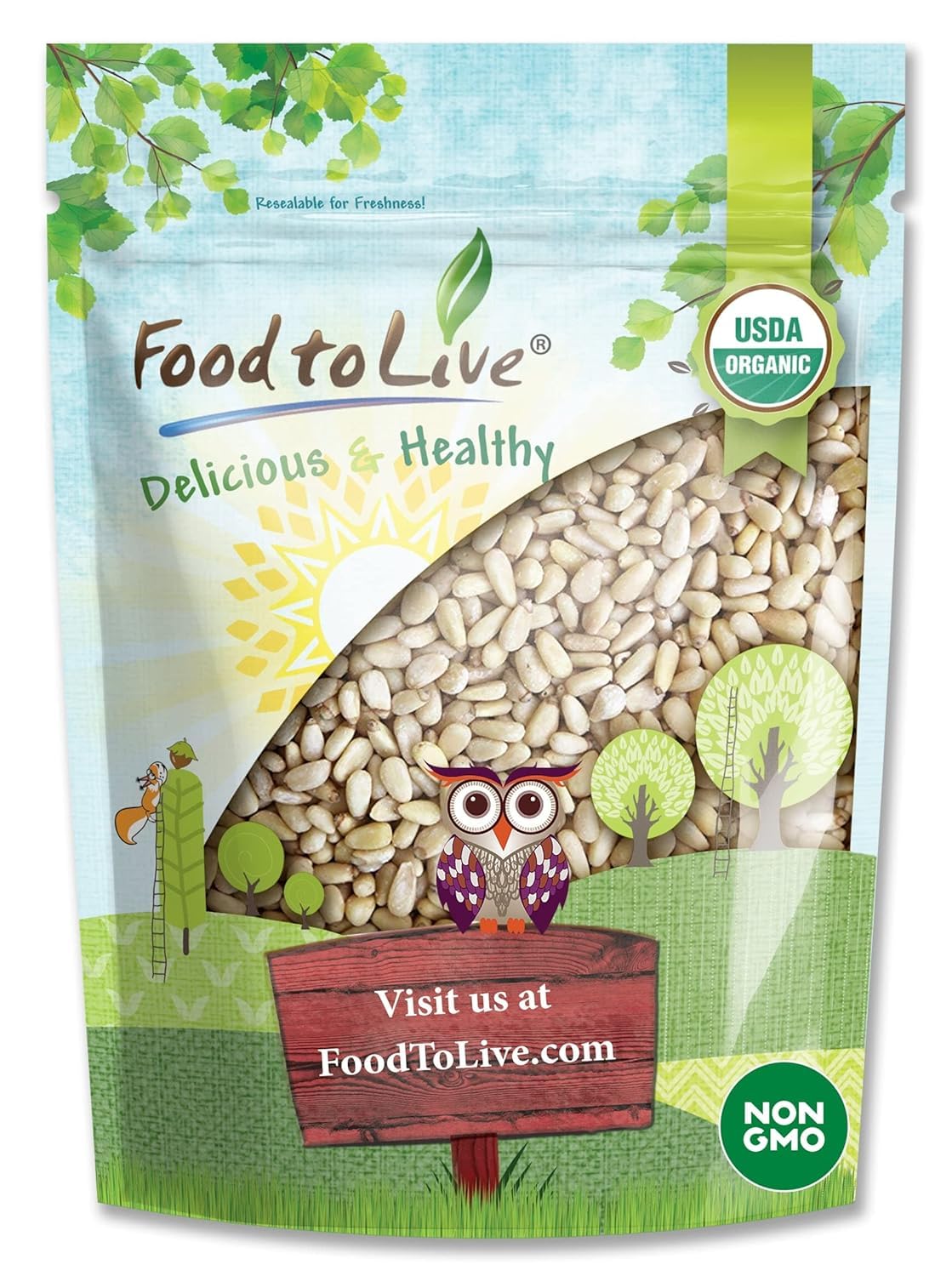 Organic Pine Nuts 4 lbs - Raw, Unsalted, Shell-Free, Non-GMO, Vegan & Kosher Certified | Rich in Vitamin E & Protein | Perfect for Pesto, Salads, Baking, Trail Mix & Healthy Snacking