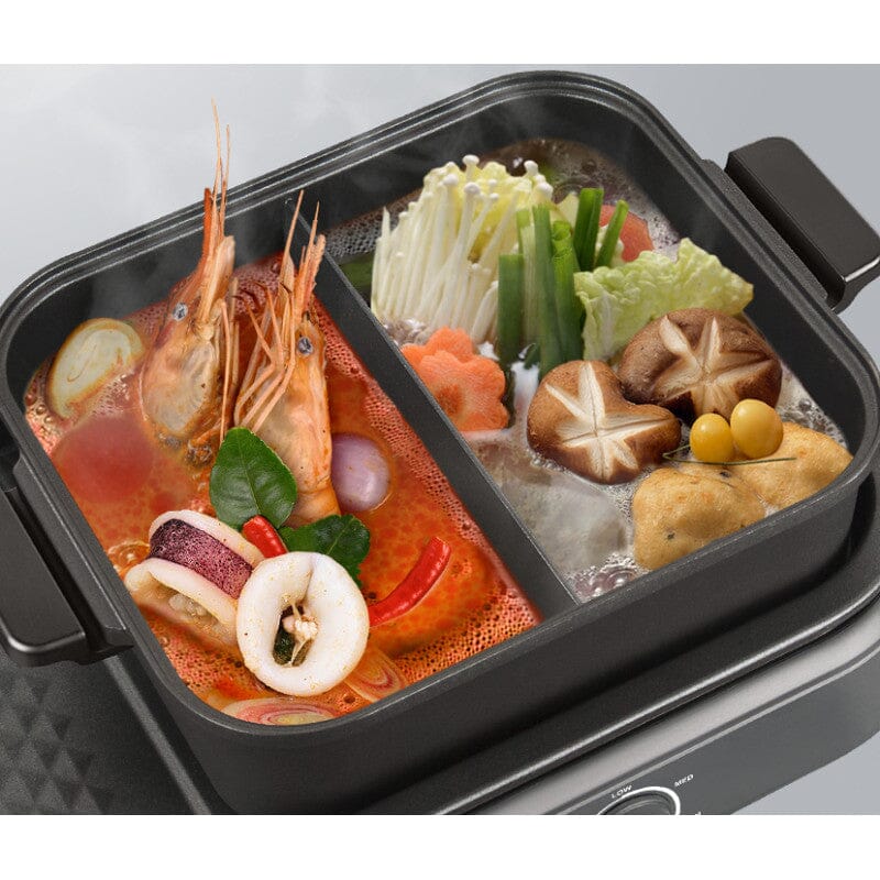 Cornell 2-in-1 Steamboat & BBQ Non-Stick Grill Hotpot Set - Dual Pot Electric Cooker for Indoor/Outdoor Cooking - Perfect for Family Gatherings, Camping & Asian Hot Pot Parties (Model CCGEL118DT)