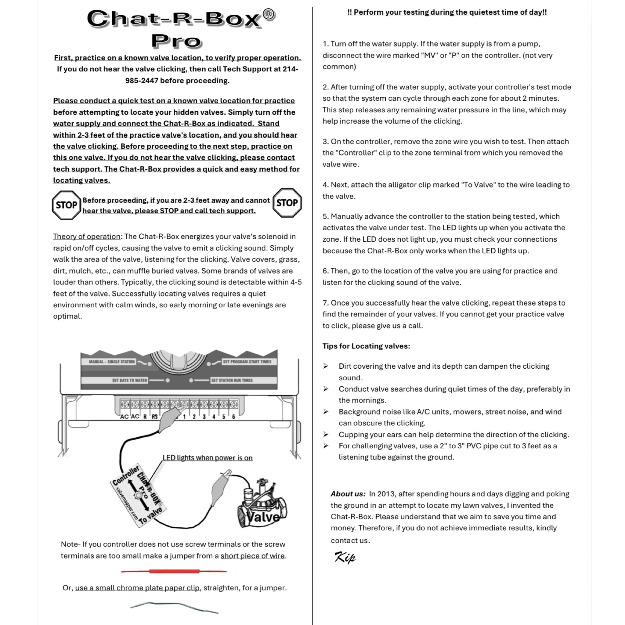 Original Chat-R-Box Sprinkler Valve Locator & Irrigation Zone Finder - Clip to Clip Pro Version 2 | Easy Underground Valve Detection for Lawn & Garden Irrigation Systems