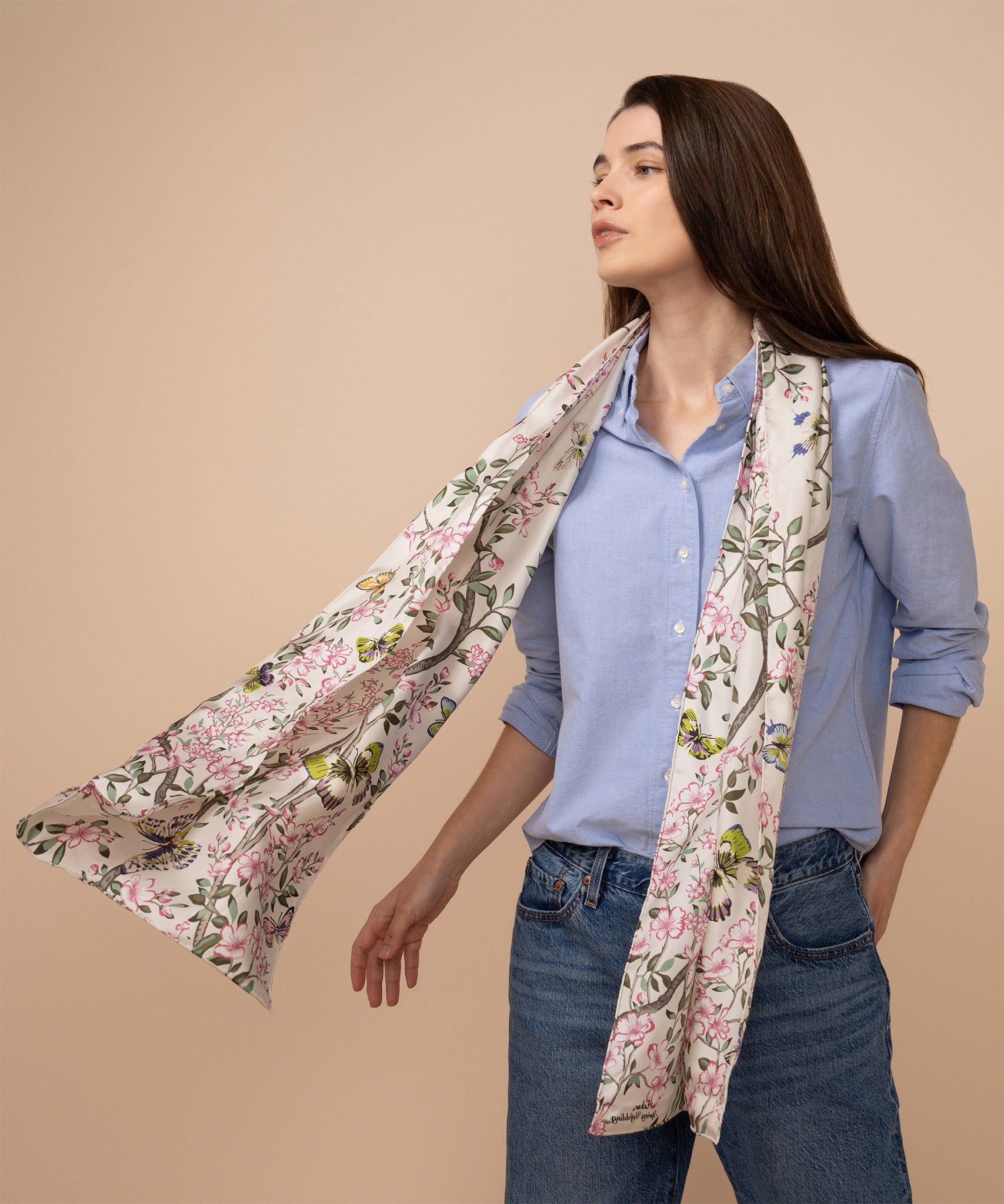 Elegant Spring Unfolding Silk Oblong Scarf - Lightweight Fashion Accessory for Women - Perfect for Office, Party & Travel Outfits