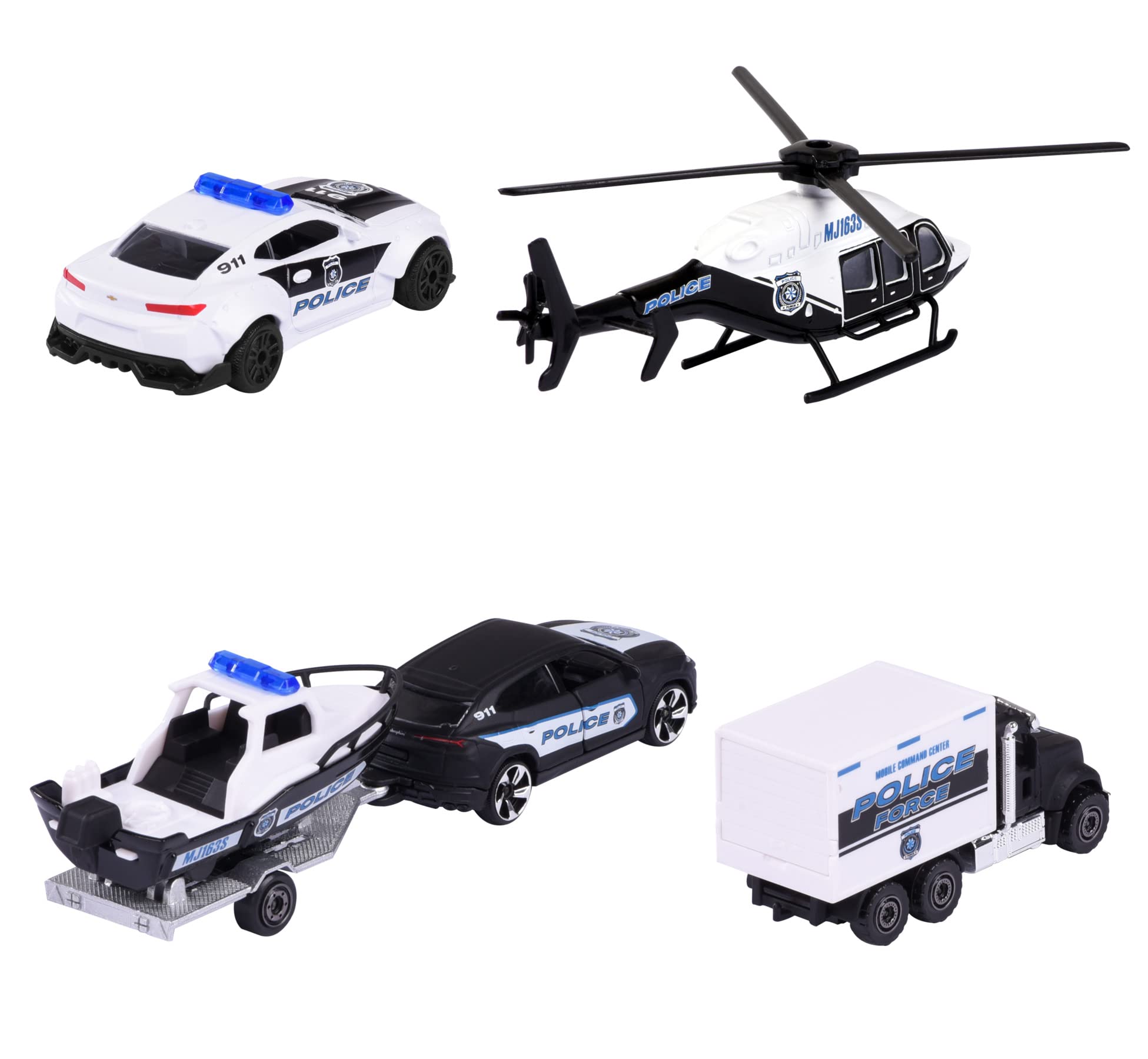 Majorette 212053188 4-Pack Metal Police Vehicle Toy Set - Die-Cast Police Cars Gift Box for Kids & Collectors | Perfect for Playtime, Birthday Gifts & Display Collections