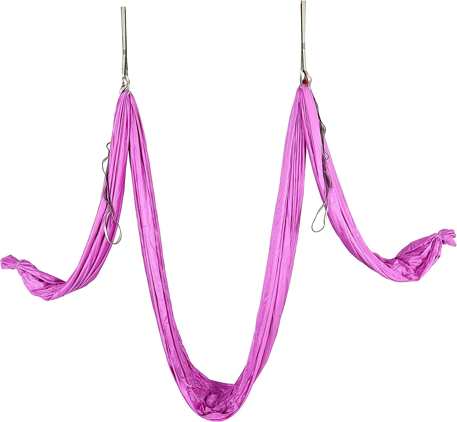 HECASA 20 ft Purple Yoga Sling Inversion Frame Kit - Aerial Yoga Swing for Indoor & Outdoor Use - Includes Safety Belts & Nylon Aluminum Rig - Perfect for Yoga, Stretching, and Fitness Training
