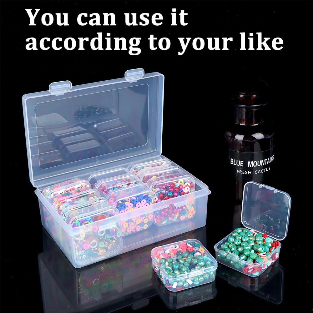 Clear Mini Plastic Bead Storage Organizer Box - 13-Piece Transparent Jewelry Bead Containers with Lids for Crafting, DIY, and Jewelry Making Supplies