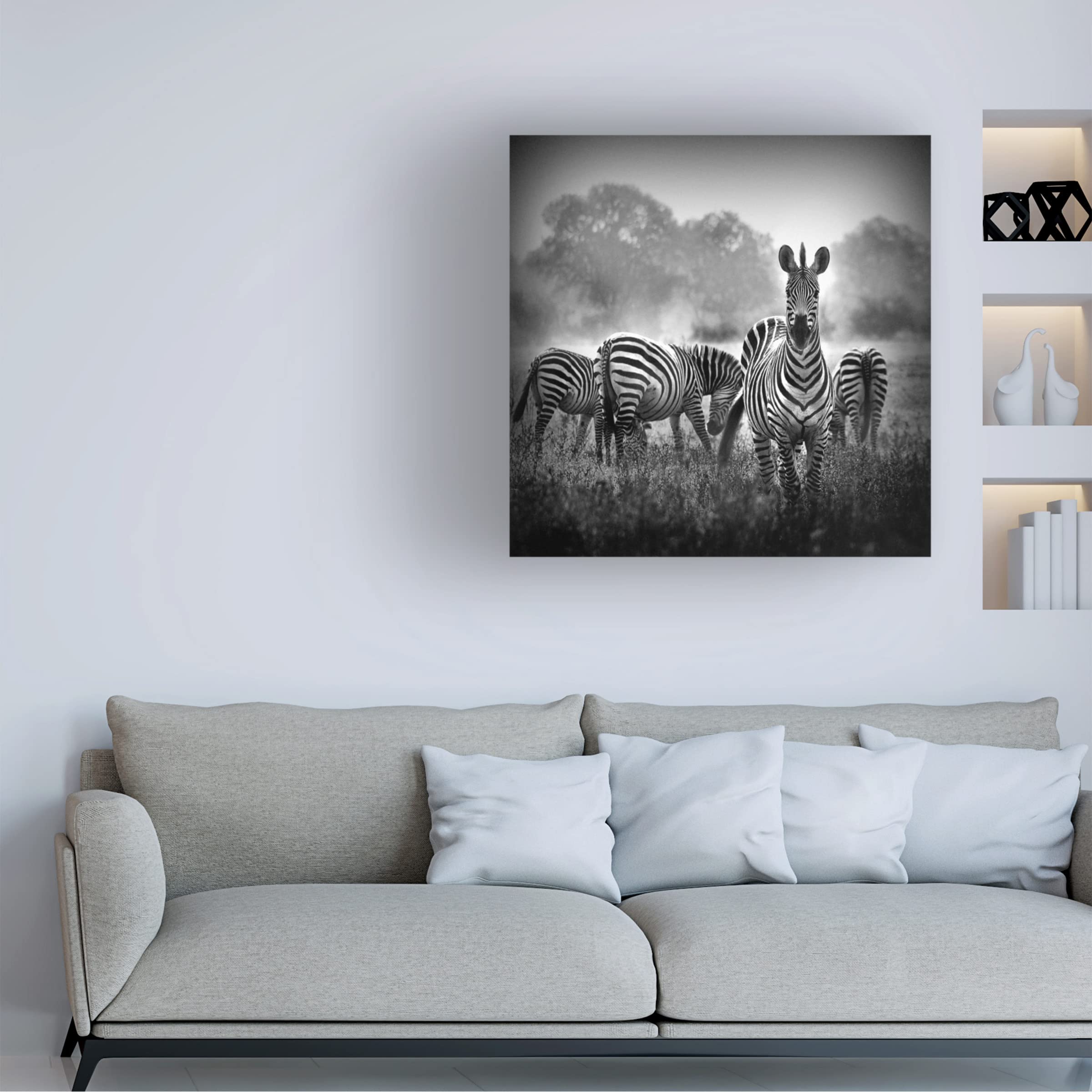 WildPhotoArt 'Stallion In A Pin Stripe Suit' Canvas Wall Art Print - Modern Equestrian Home Decor for Living Room, Bedroom & Office