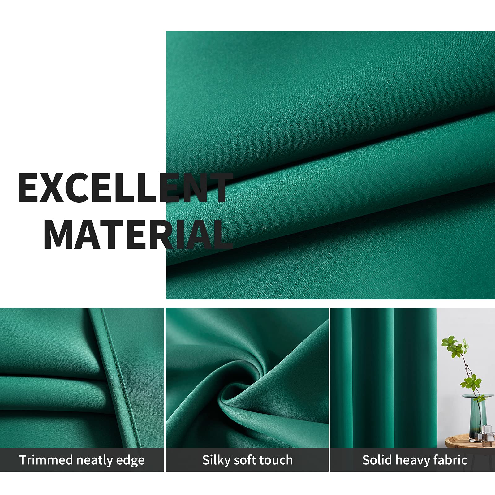 Green Christmas Curtains 84 Inches Long - 2 Panels Room Darkening Window Drapes for Bedroom & Living Room - 52x84 Inch Thermal Insulated Blackout Curtains - Perfect for Holiday Decor & Summer Sun Protection