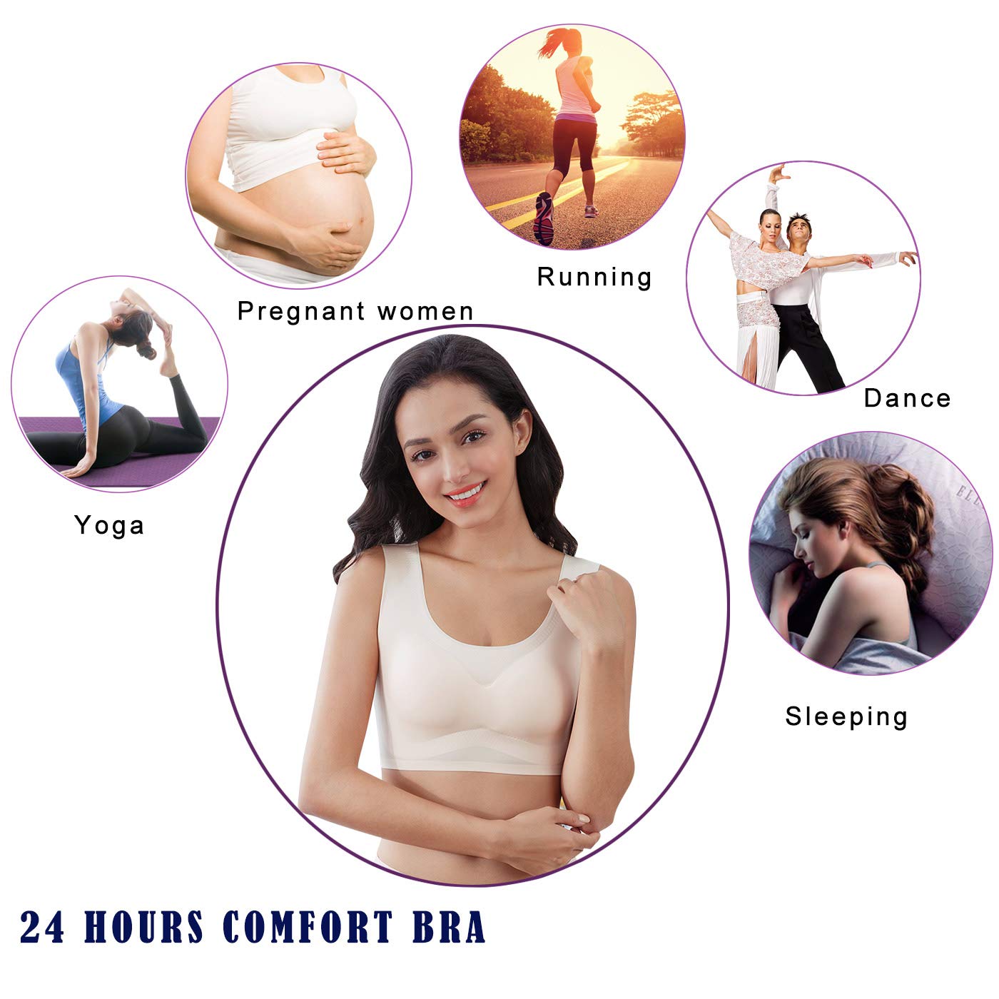 FEOYA Women's Sleep Bra Plus Size - Wireless Stretch Bralette for Sports & Comfort - Perfect for Yoga, Lounge & Nightwear