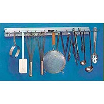 Premium SRK-2 Stainless Steel Kitchen Utensil Organizer - 24-Inch Wall Mounted Rack with 8 Hooks for Spoons, Spatulas & Cooking Tools - Perfect for Small Kitchens, Restaurants & Food Trucks