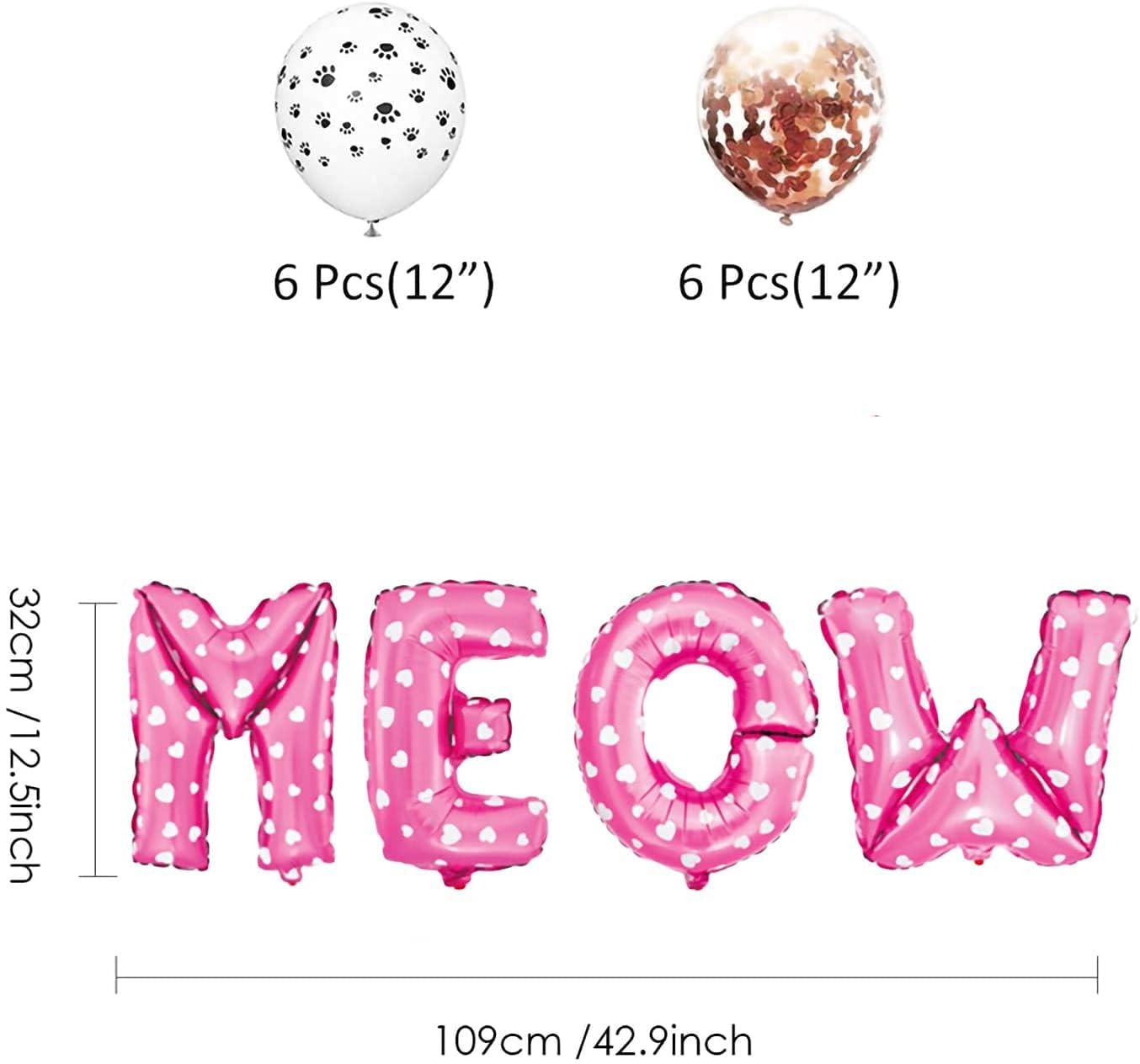 Cat Birthday Party Decorations - Meow Letter Balloons, Cat Paw Print Balloons & Happy Birthday Banner for Pet Parties | Perfect for Kitty Themed Celebrations, Adoption Anniversaries & Feline Lover Gatherings