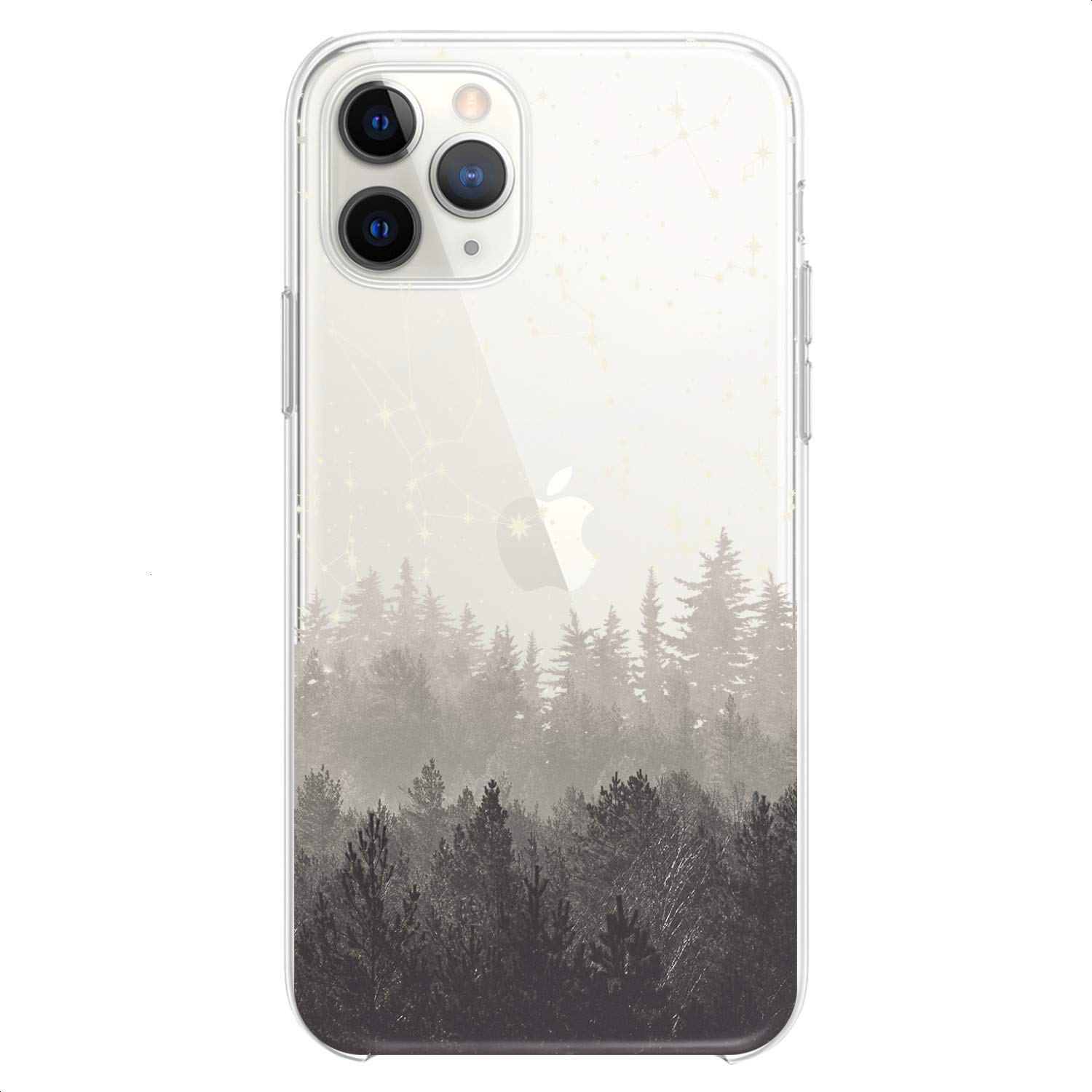 Premium TPU Phone Case for iPhone 16/15/14/13/12/11 Pro Max/Plus/Mini/XS/XR/X/8/7/6/5/SE - Foggy Forest Print Clear Slim Flexible Protective Cover - Cute Nature Art Design for Men & Women - Perfect for Outdoor Adventures & Daily Use