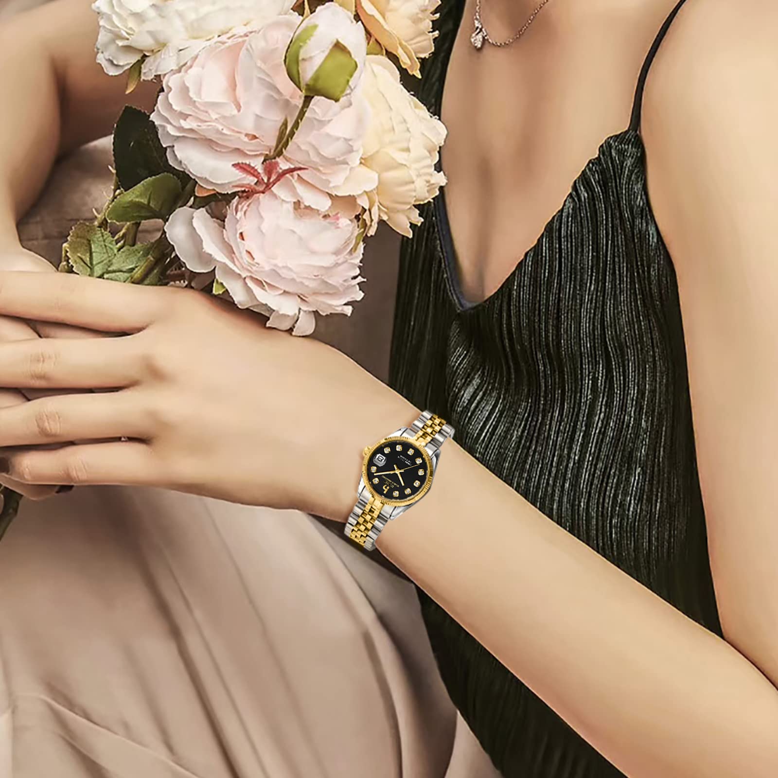 BUREI 36MM Silver Stainless Steel Women's Fashion Watch - Analog Quartz Wristwatch with Date Display | Perfect for Office, Business, and Everyday Wear
