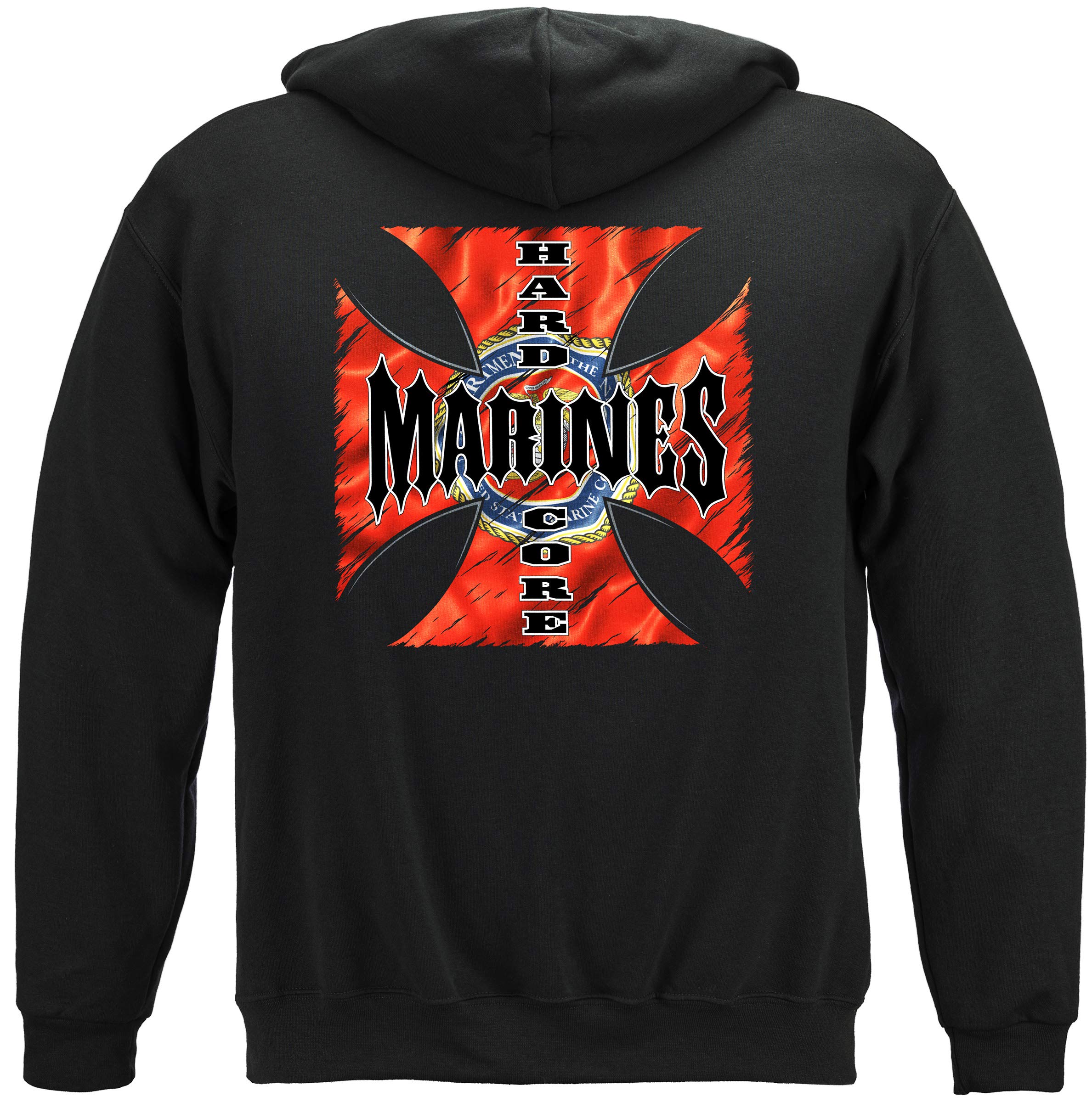 Erazor Bits US Marine Corps Hooded Sweatshirt - Hardcore Military Style Pullover with Embroidered Logo | Perfect for Veterans, Military Enthusiasts & Outdoor Activities