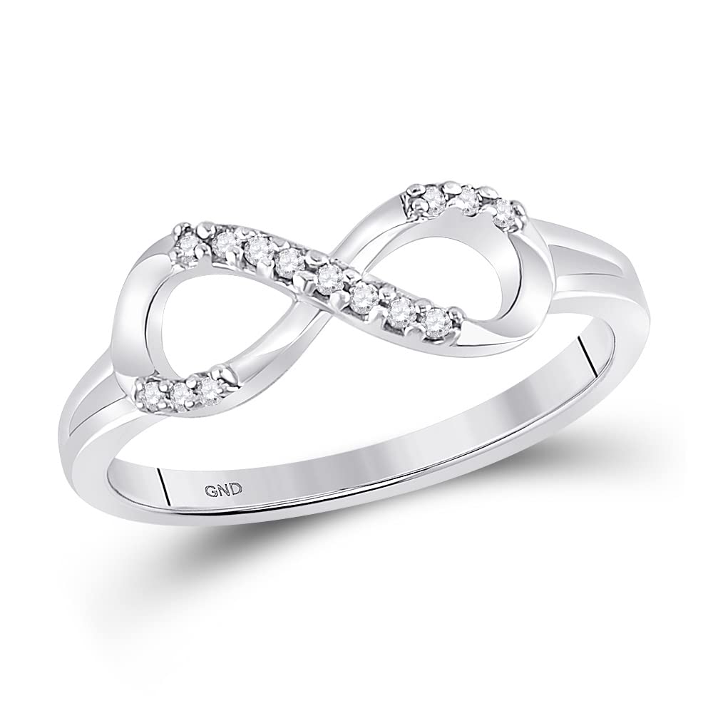 10K White Gold Women's Round Diamond Infinity Fashion Ring - 1/12 Cttw, Perfect for Anniversary, Engagement & Everyday Elegance