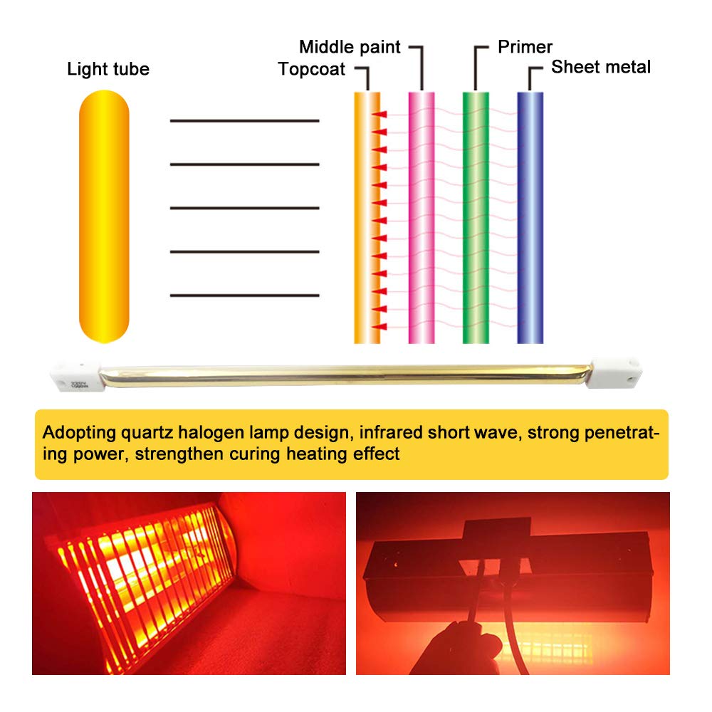 1000W DATOUBOSS Infrared Paint Curing Lamp - Shortwave Heat Lamp for Auto Body Repair & Paint Booth Systems | Portable Car Paint Drying Light | Perfect for Professional Auto Shops & DIY Garage Projects