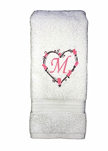 Personalized Monogrammed Heart Hand Towel - Valentine's Day Wedding Hostess Gift - Perfect for Romantic Bathroom Decor, Bridal Shower Favors & Anniversary Presents