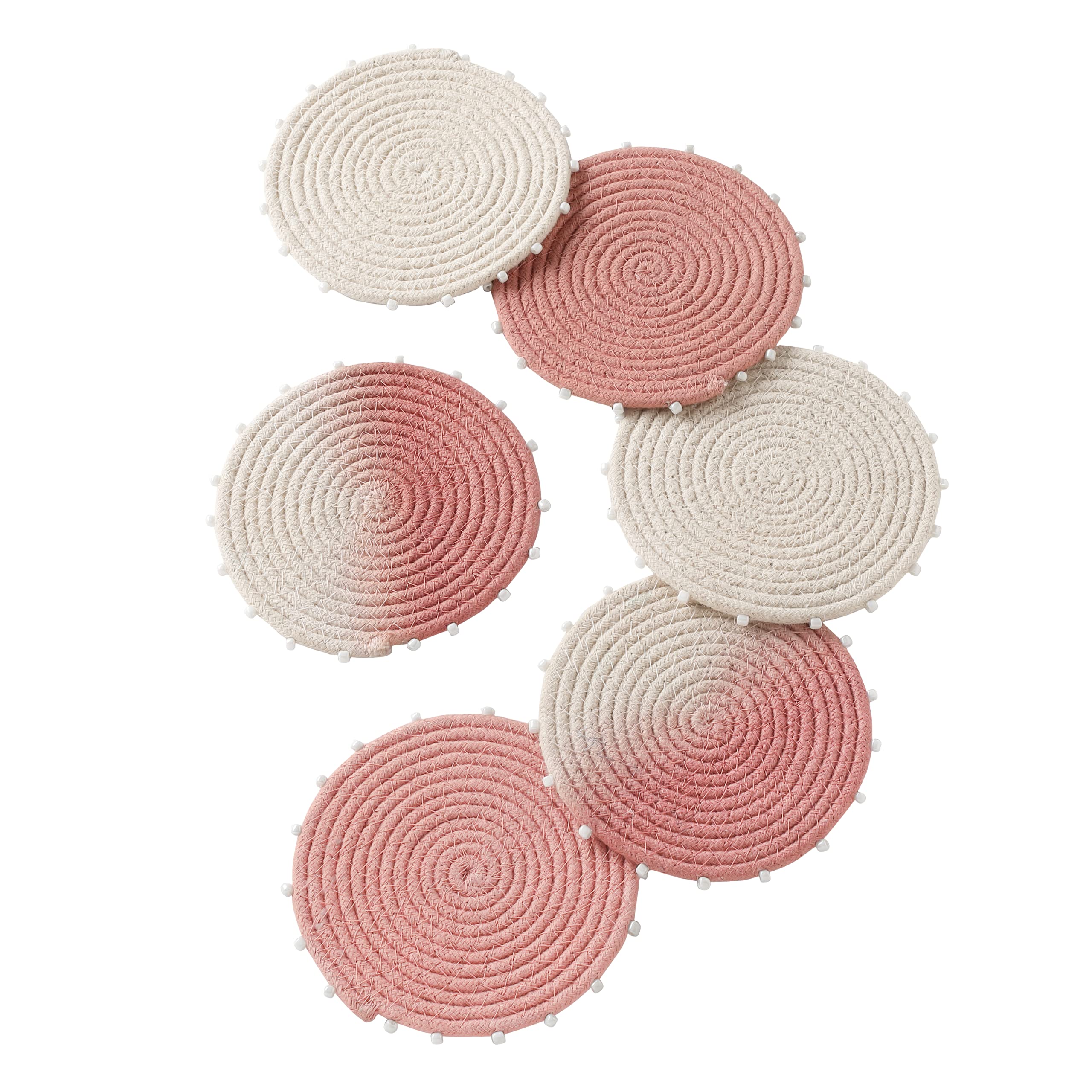 Folkulture Absorbent Drink Coasters Set of 6 - Boho Farmhouse Style Coffee Table & Dining Table Décor - Brown Bourbon Design for Home, Office, and Party Use