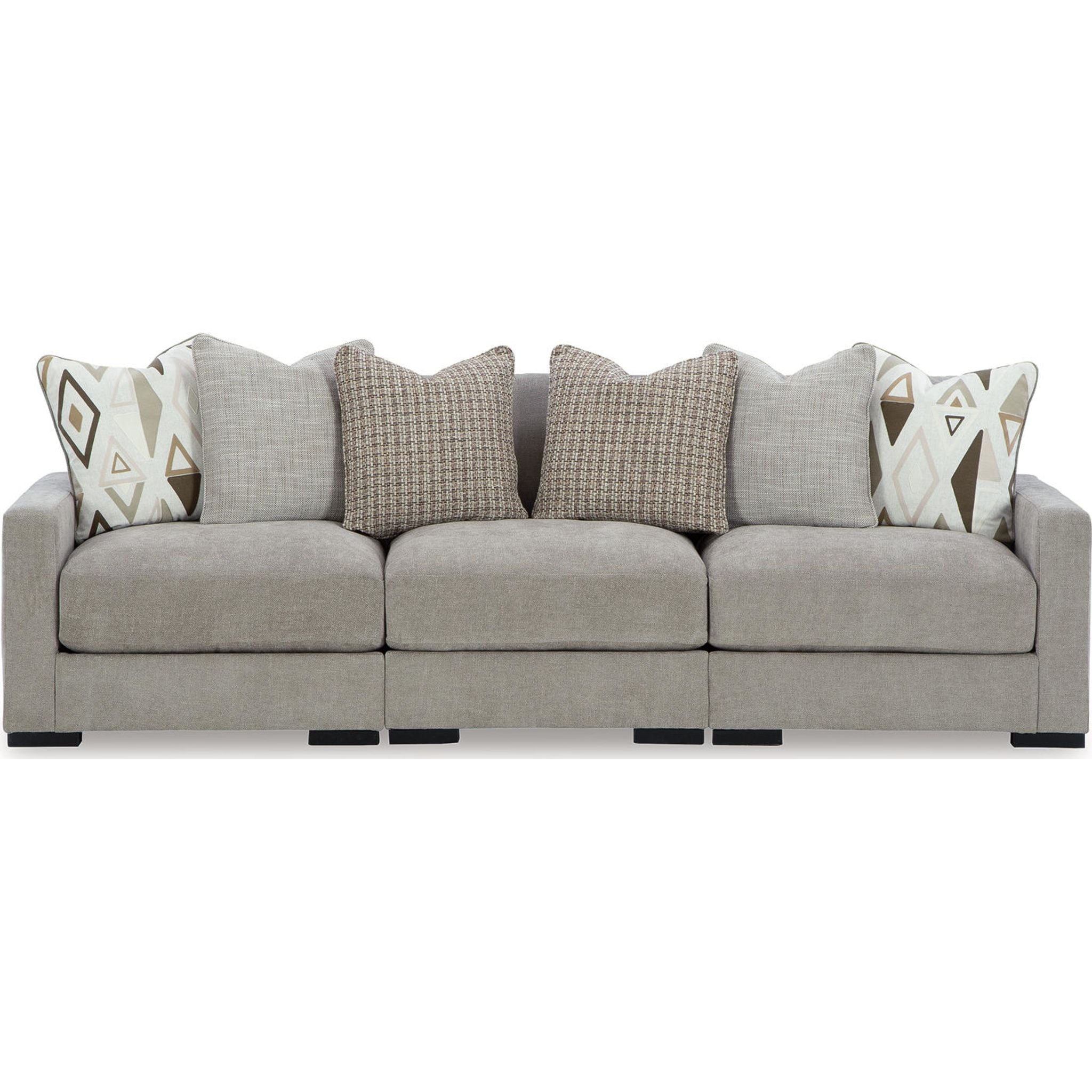 Aslan Court 3-Piece Sectional Sofa Set in Pebble Gray - Modern L-Shaped Couch for Living Room, Family Room & Apartment Lounge