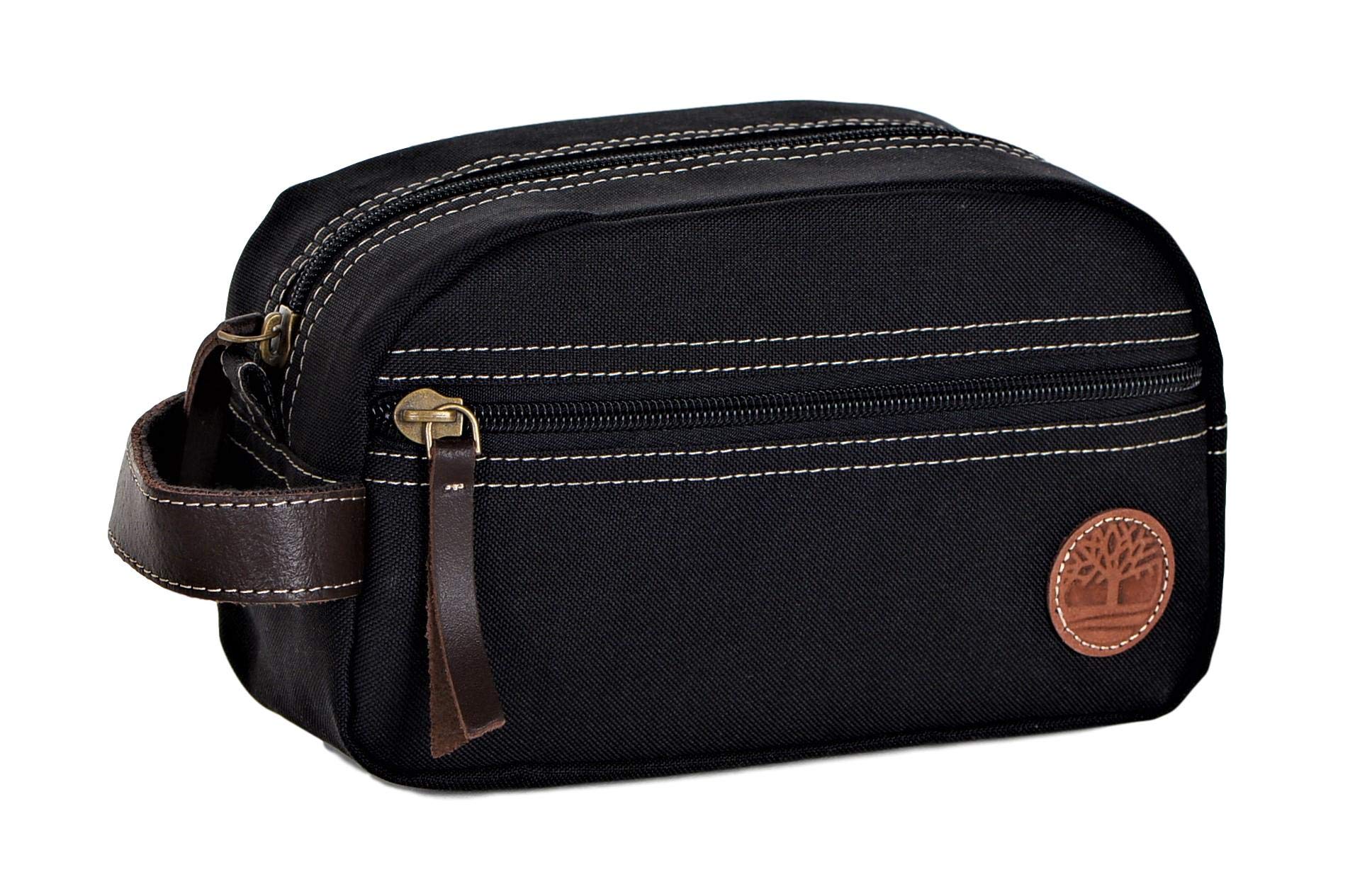 Timberland Men's Canvas Toiletry Bag - Black Travel Kit Organizer for Shaving, Cosmetics & Essentials - Perfect for Camping, Gym & Business Trips