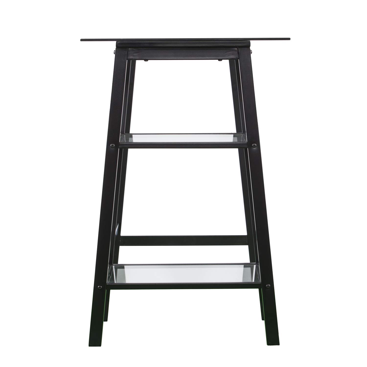 SEI FURNITURE Avery Metal & Glass A-Frame Writing Desk - Modern Black Home Office Desk for Small Spaces, Study & Work from Home