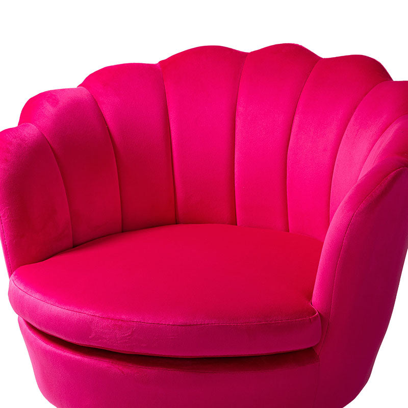 Evelia Velvet Scalloped Barrel Chair - Luxurious Velvet Accent Chair with Curved Back for Living Room, Bedroom & Office - Perfect for Reading Nook, Lounge Area or Home Decor
