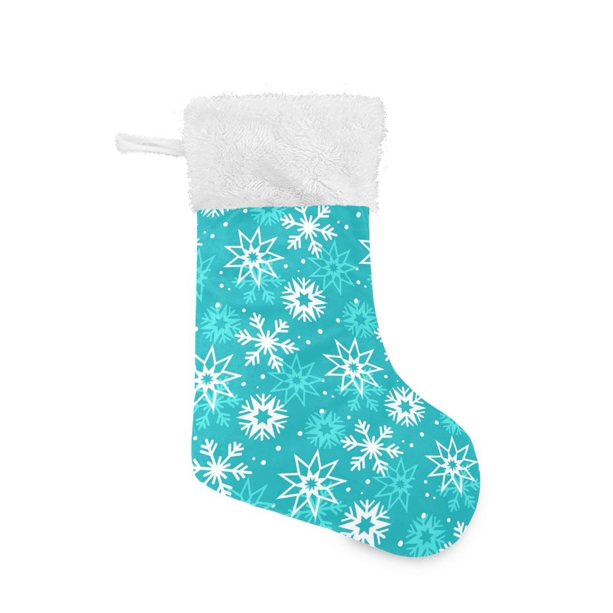 18 Inch Burlap Christmas Stockings with Snowflake Blue Design & Plush Faux Fur Cuff - Holiday Stocking for Candy, Toys & Gifts - Fireplace Hanging Decor for Family Xmas Party & Winter Home Decor