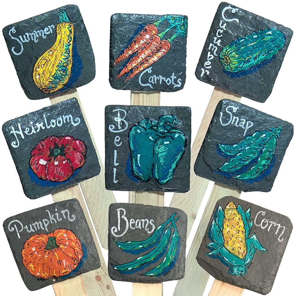 Hand-Painted Slate Garden Stake with Chalk Art Artichoke - Unique Outdoor Decor for Gardens, Patios, and Yards - Perfect for Adding Rustic Charm to Your Landscape