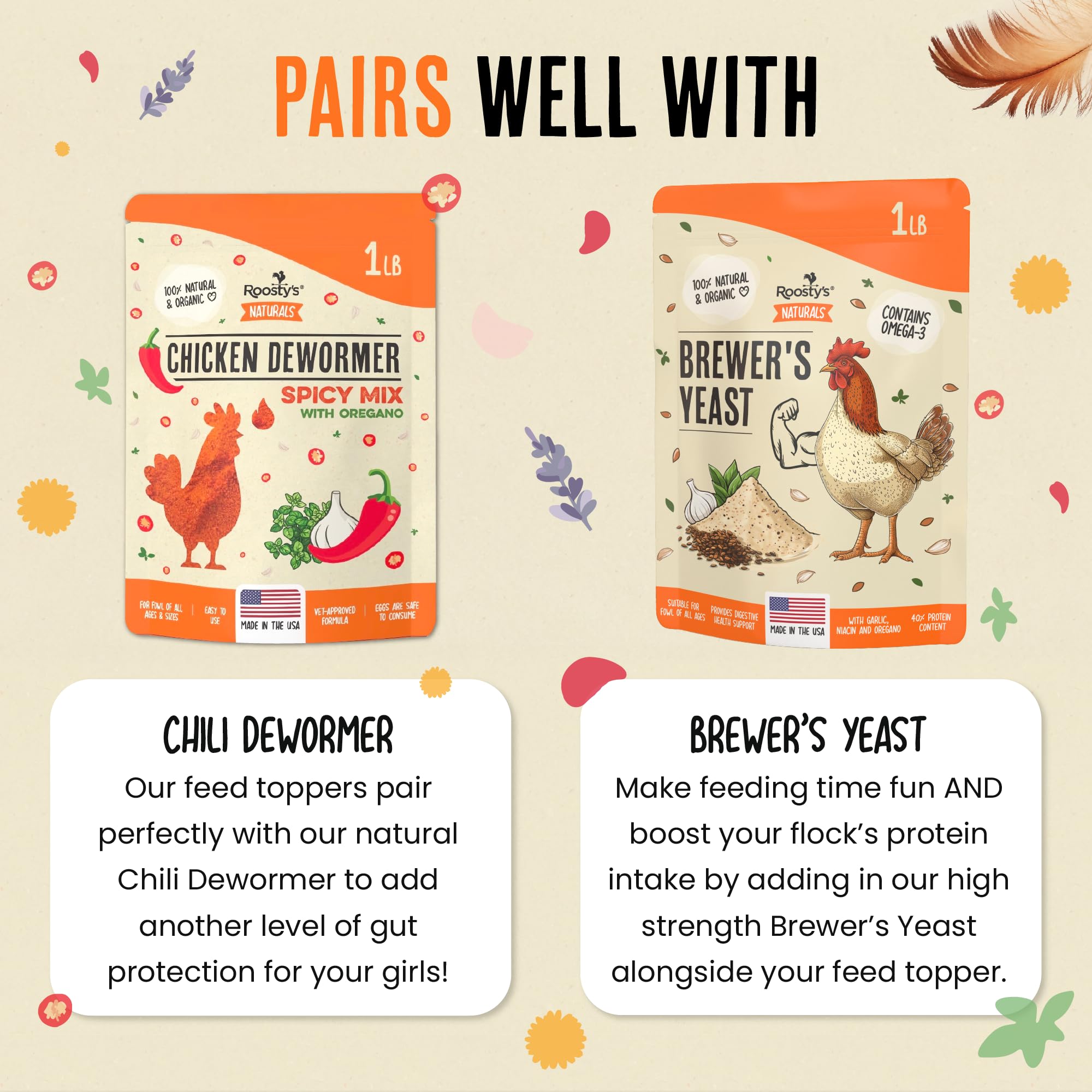 Premium All-Natural Chicken Feed Toppers for Laying Hens - 8oz | USA-Made Immunity & Digestion Booster | Healthy Chicken Treats & Coop Accessories | Perfect for Enhancing Egg Production & Flock Health