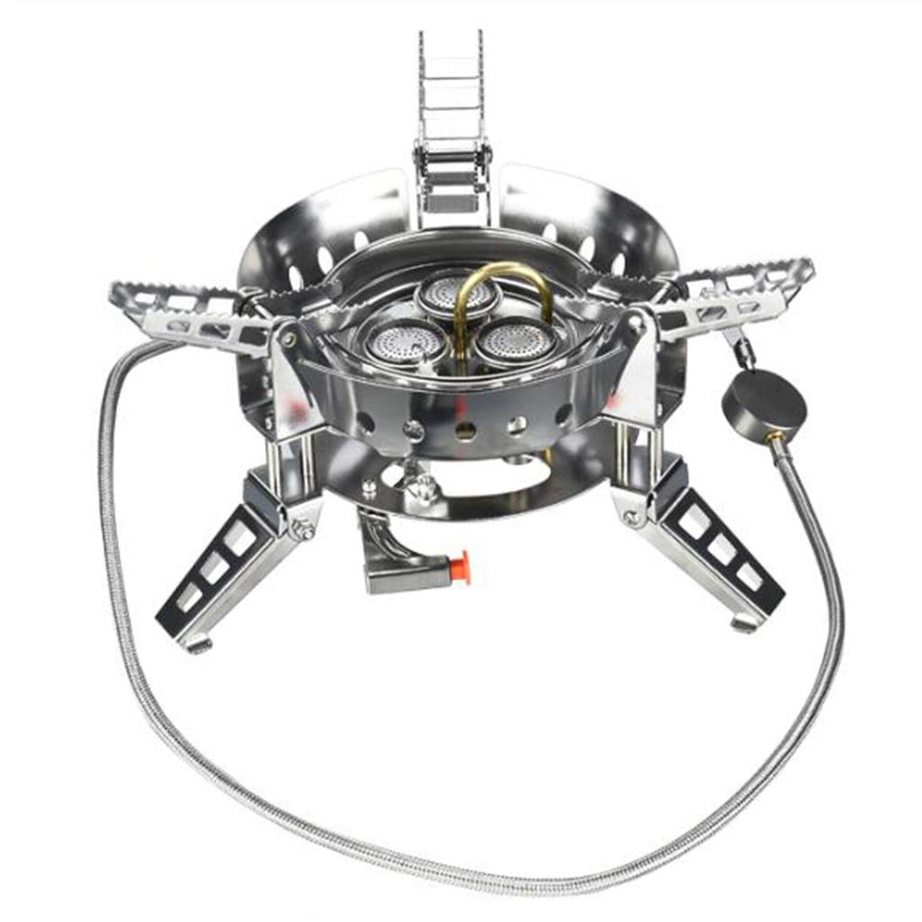 YCDJCS 6800W Windproof Camping Stove - Lightweight Portable Folding Outdoor Cooking Gear with Piezo Ignition & Adjustable Burner - Perfect for Backpacking, Hiking, and Camping Trips
