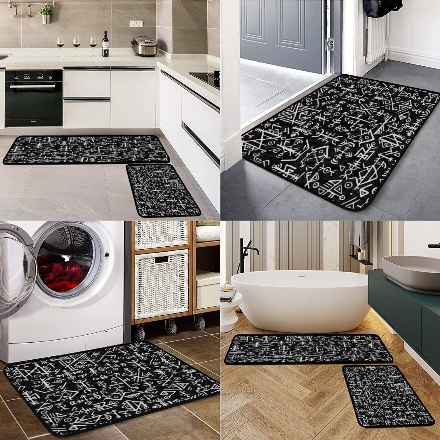 Viking Kitchen Rugs Set - Non-Slip Washable Floor Mat for Cooking & Decor