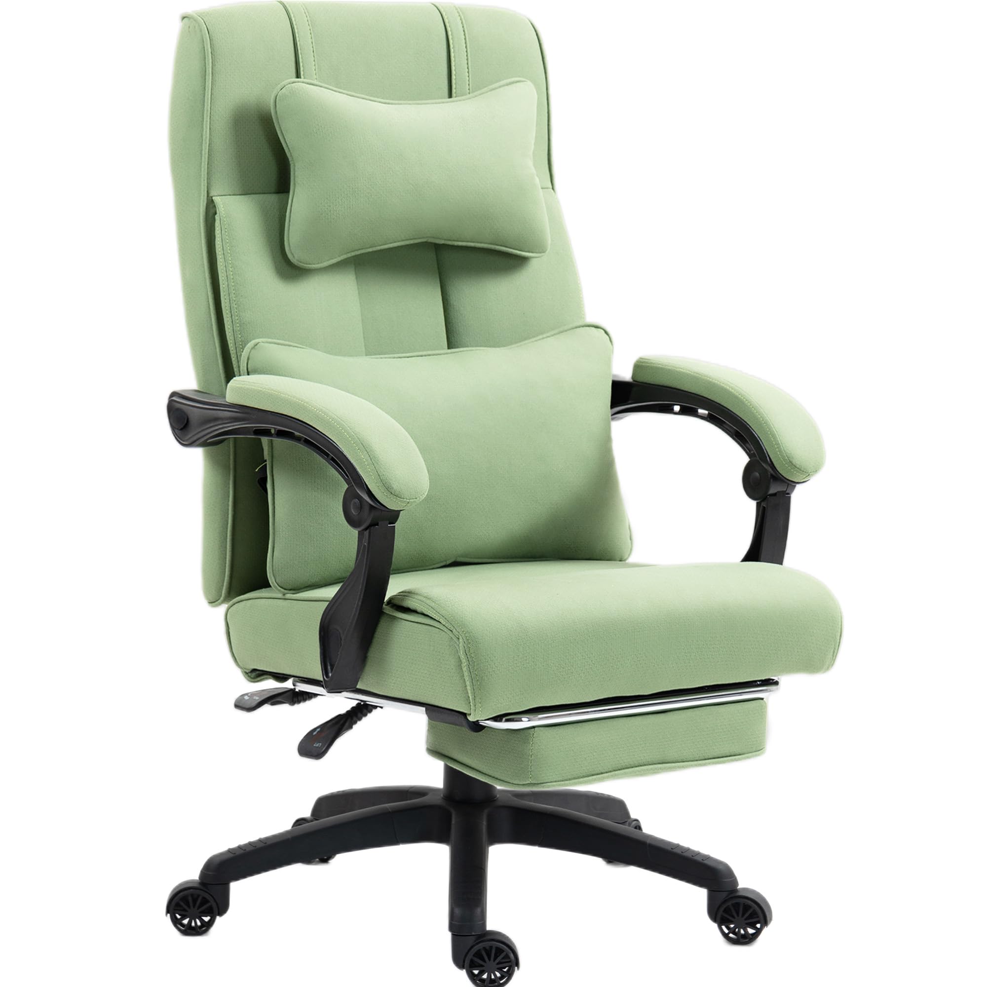 Dowinx Ergonomic Executive Office Chair with Footrest - High Back Computer Desk Chair for Big and Tall Adults up to 350LBS, Reclining Swivel Home Office Gaming Chair in Green Fabric - Perfect for Long Work Hours, Gaming Sessions and Home Office Comfort