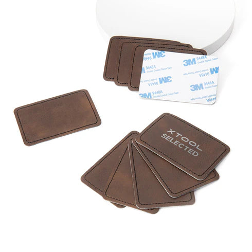 xTool 10 Pack Laserable Leatherette Rectangular Patches - Brown to Silver Color Changing for DIY Crafts, Leatherworking & Personalized Gifts - Perfect for Jackets, Bags & Accessories Customization