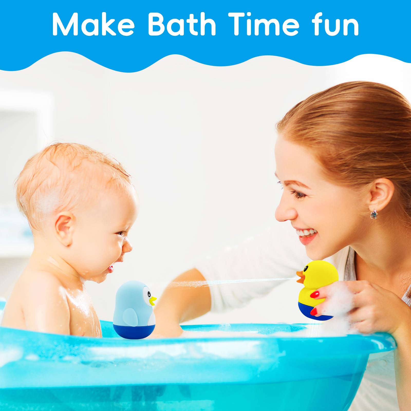 B&H Baby and Toddler Bath Toy Set - Squeeze & Squirt Durable Silicone Animal Bathtub Toys | Mold-Free, BPA-Free Safe Bath Time Fun for Kids | Perfect for Sensory Play, Water Play & Early Learning Development