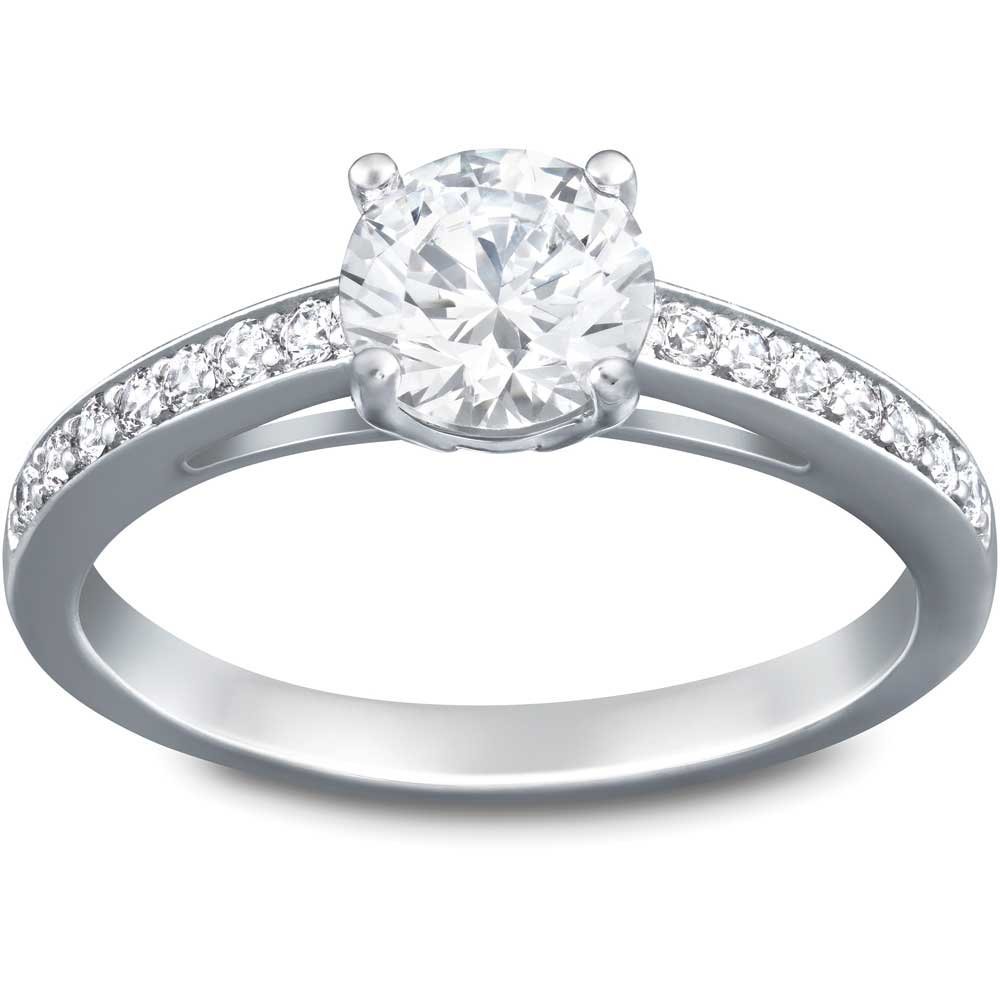 Swarovski Attract Ring - Rhodium Finish & Clear Crystals for Elegant Occasions