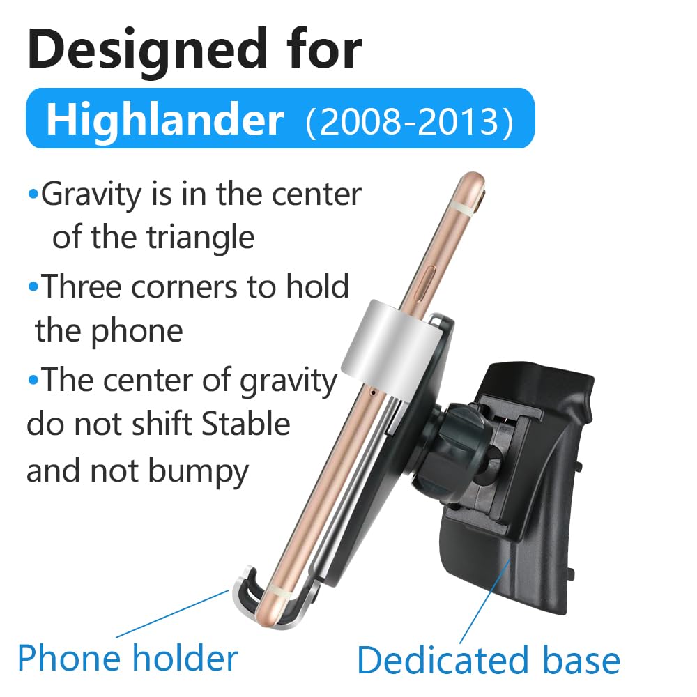 Toyota Highlander Car Phone Holder 2008-2013 - Air Vent Mount for Navigation & Charging