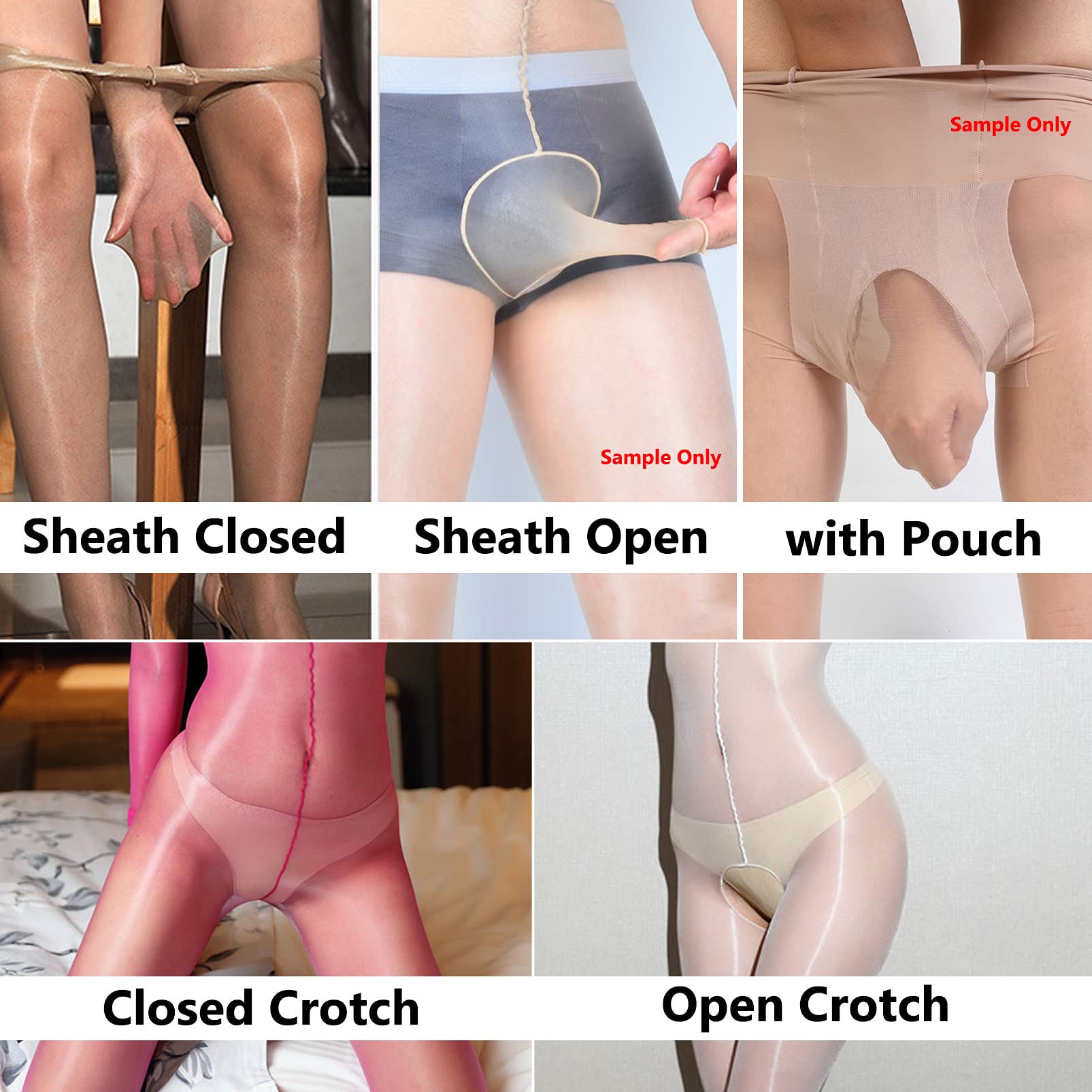 Sexy Unisex Shiny Full Body Stockings - Long Sleeve Nylon Sheer Bodystocking Bodysuit for Halloween, Cosplay & Sensual Wear