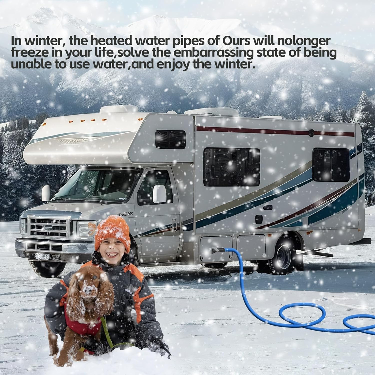 50FT Heated RV Water Hose with Thermostat - Lead & BPA Free, 1/2