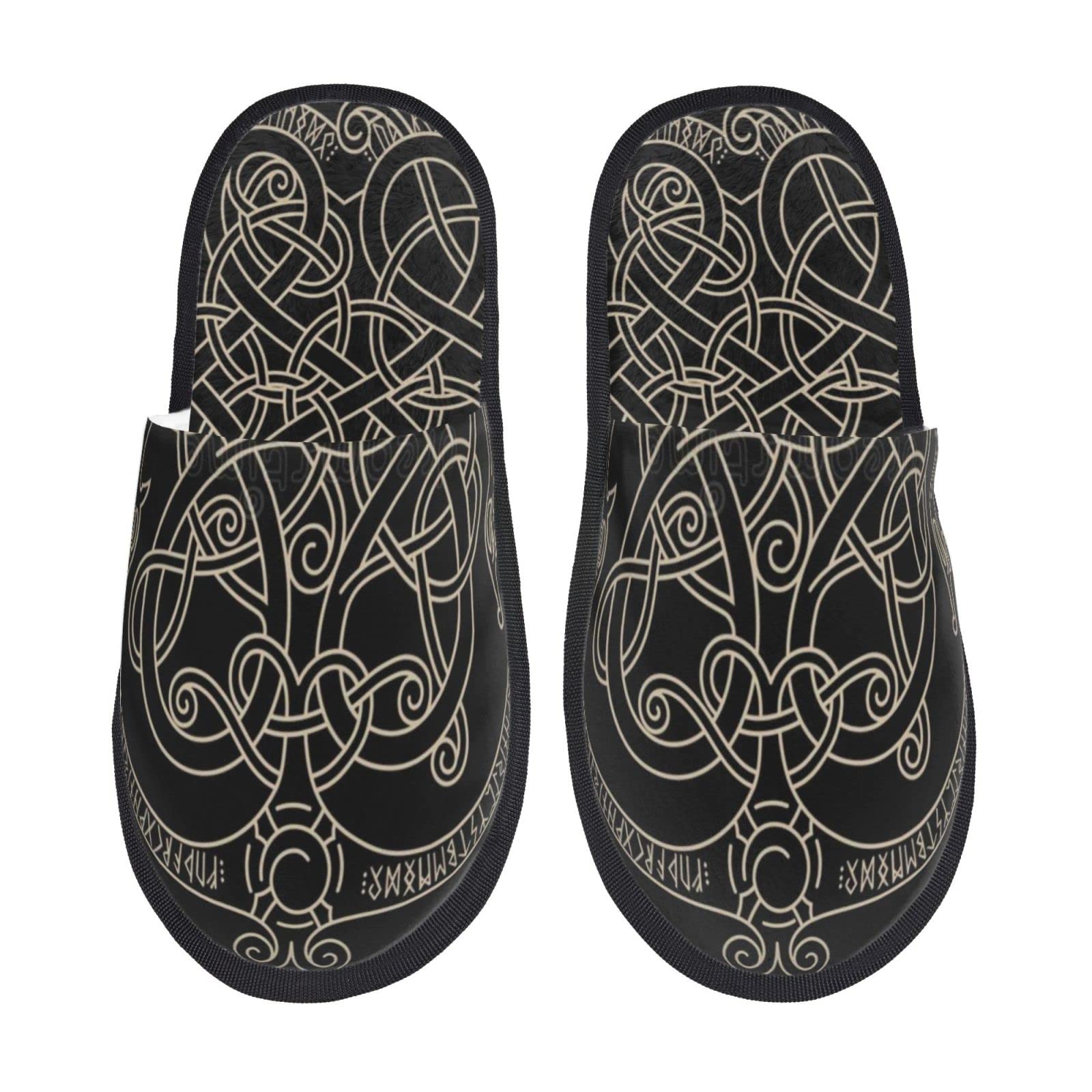 Warm & Cozy Winter Furry Slippers for Men & Women - Nordic Dragon Knit Indoor House Shoes | Perfect for Home, Lounge & Cold Weather Comfort