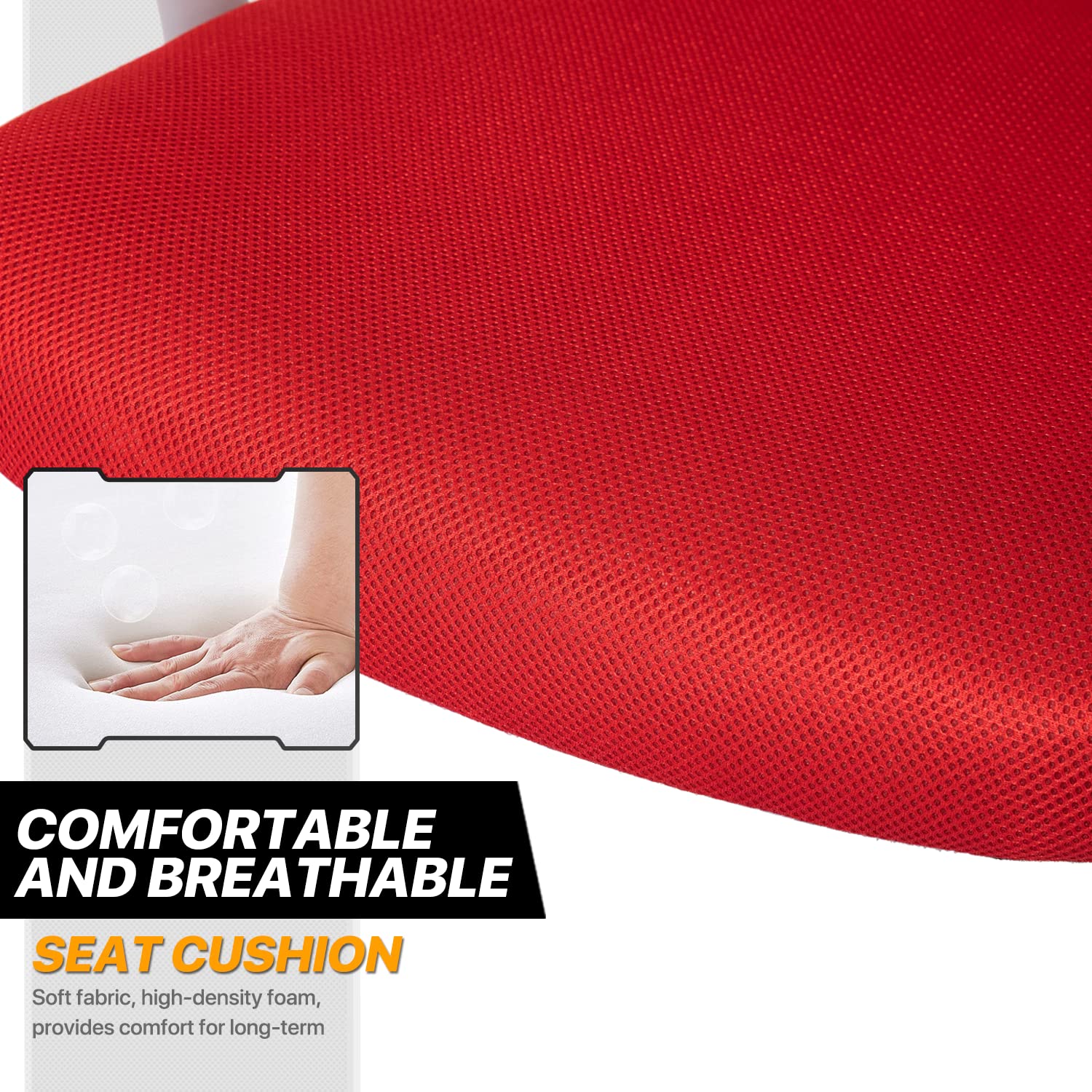 MoNiBloom Red Mesh Office Chair - Adjustable Headrest & Lumbar Support for Home/Office Workspace