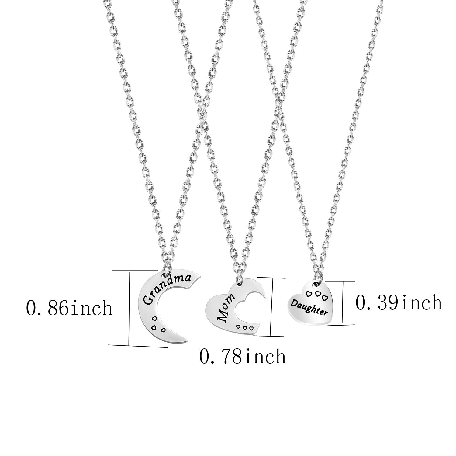 BNQL Generations Necklace Set - Sterling Silver Grandmother Mother Daughter Pendant Jewelry Gift for Mom, Grandma | Perfect for Family Reunions, Mother's Day & Birthday Celebrations
