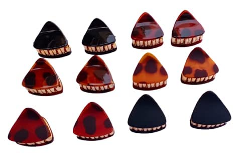 Women's Hair Claw Clips - 6 Pack Triangle Hair Clutchers in Shiny & Matte Black/Brown for Women & Girls | Perfect for Ponytails, Buns & Everyday Hairstyles