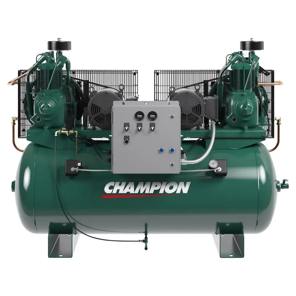Champion 2HP Duplex R Series Air Compressor 120 Gallon HR2D 12 - Heavy Duty Industrial Air Compressor for Woodworking, Auto Repair & Construction Sites