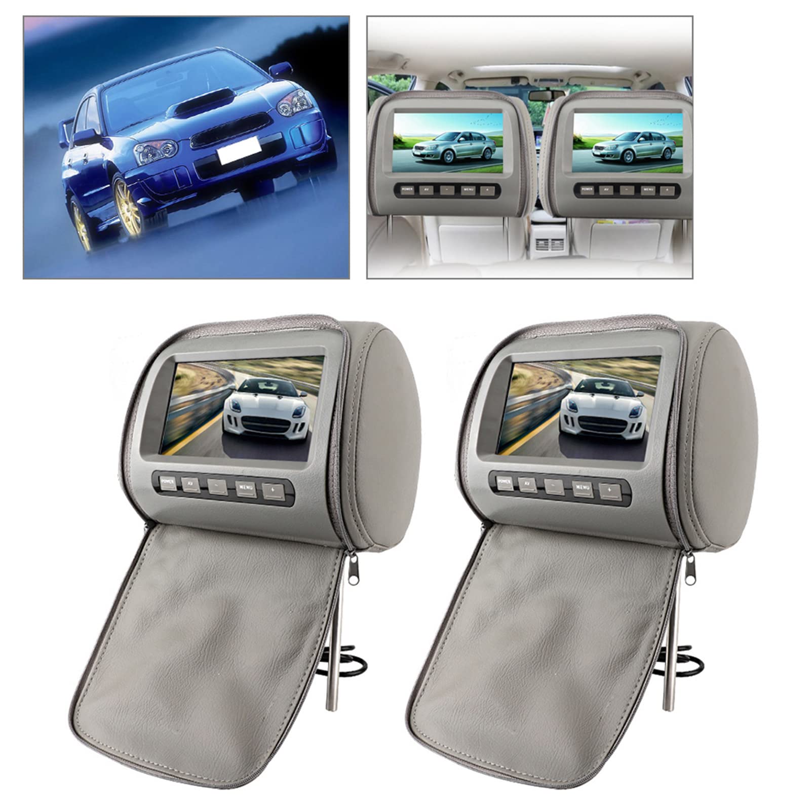 Dual 7-inch HD LCD Portable Car Headrest DVD Player with USB/SD/TV Support & Remote Control - Perfect for Long Road Trips & Family Travel Entertainment