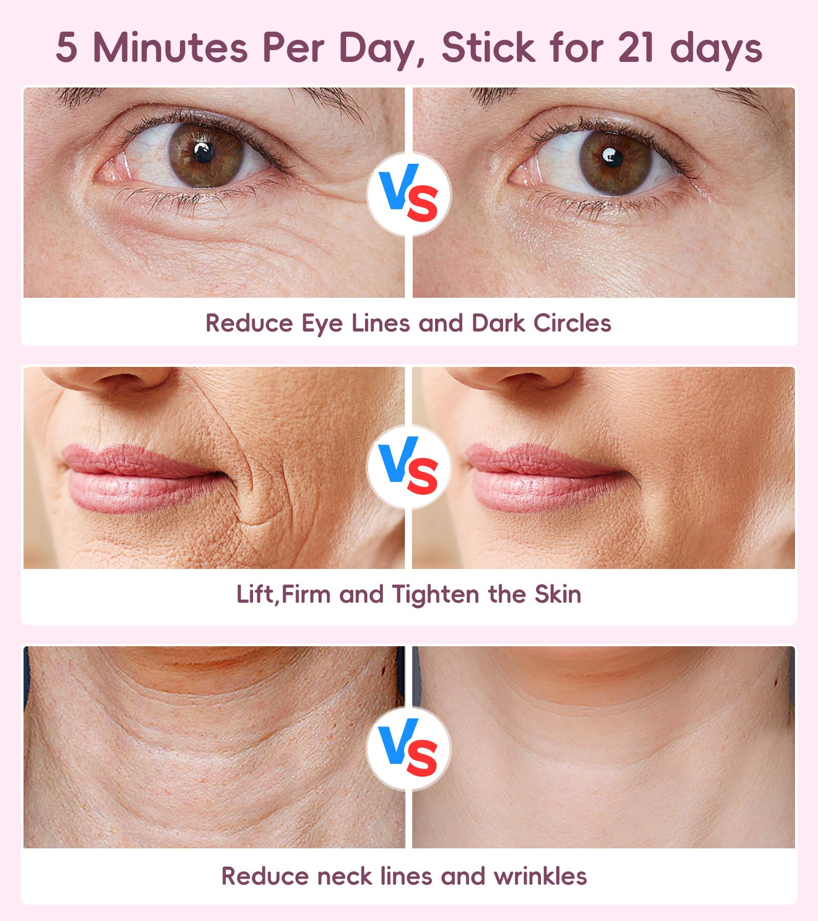 Red Light Therapy Wand for Face & Neck - Anti-Aging Skin Care Device with Facial Massager for Wrinkles, Dark Circles & Skin Rejuvenation | At-Home Beauty Treatment for Glowing Skin