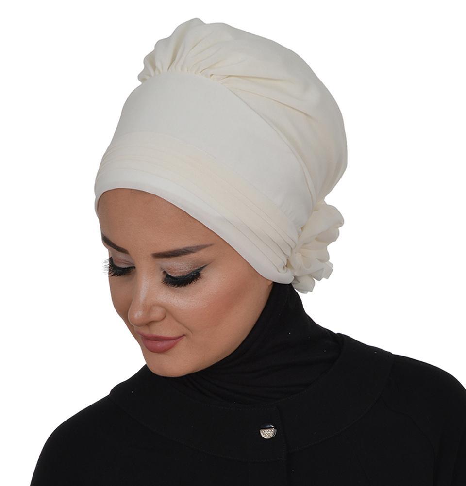 Instant Chiffon Turban Hijab in Cream - Soft & Breathable Muslim Headscarf for Women - Perfect for Daily Wear, Prayer, and Special Occasions